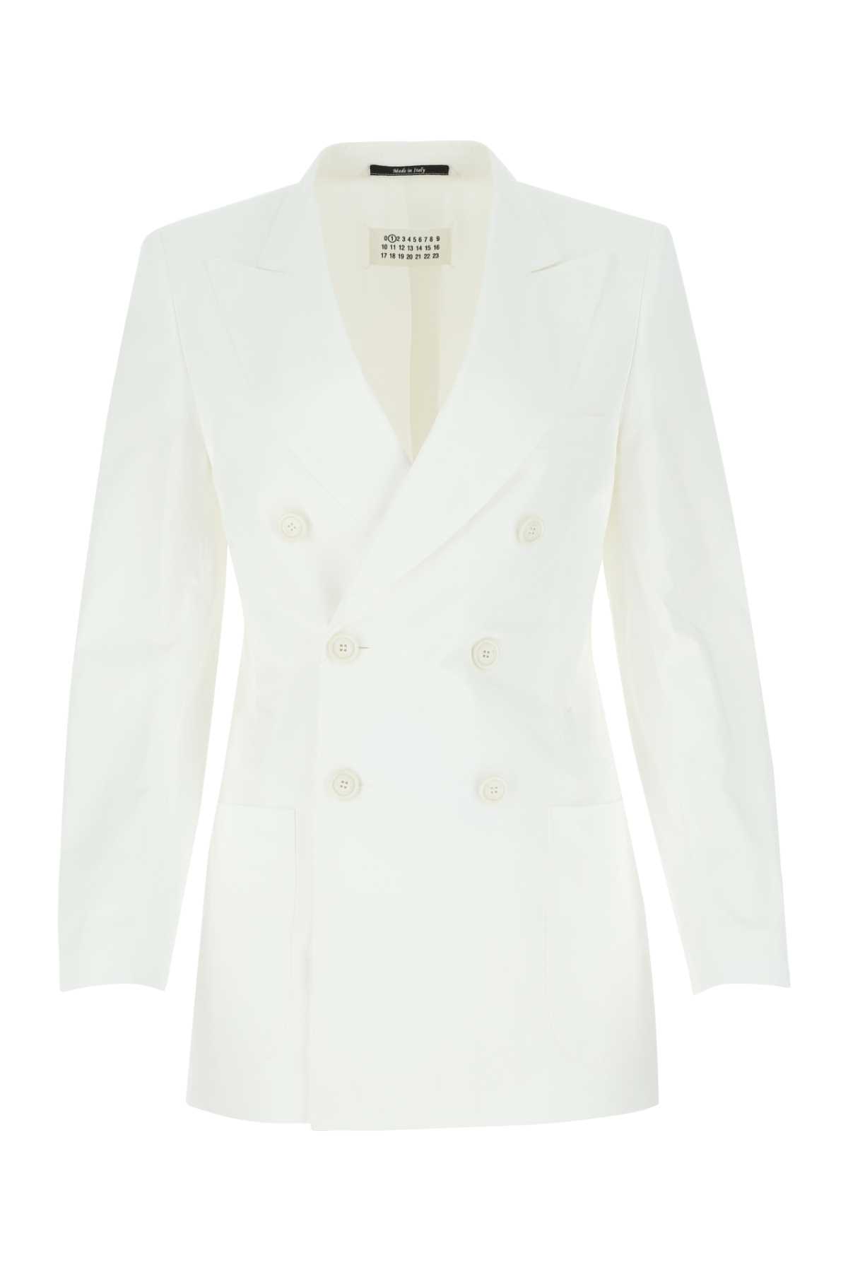 Shop Maison Margiela White Cotton Blazer In Offwhite