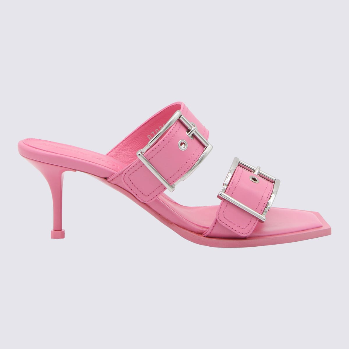 Shop Alexander Mcqueen Pink Leather Sandals In Sugar Pink/silver