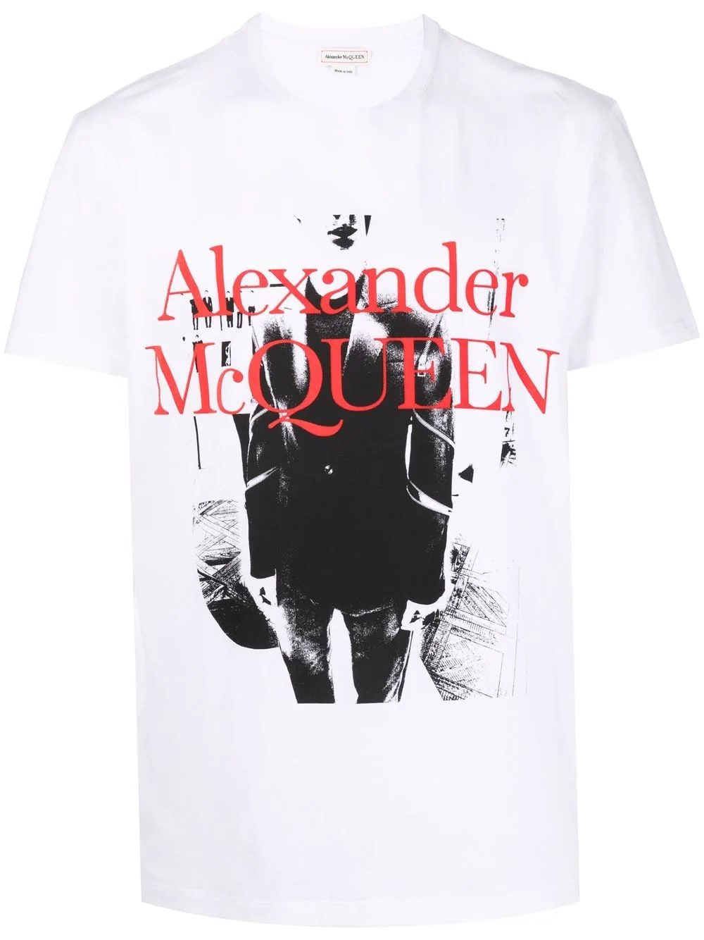 Alexander McQueen Man White T-shirt With Logo And Photographic Print