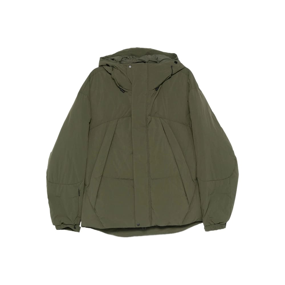 Jg1 Quilted Hooded Jacket Elastic Cuffs In Green