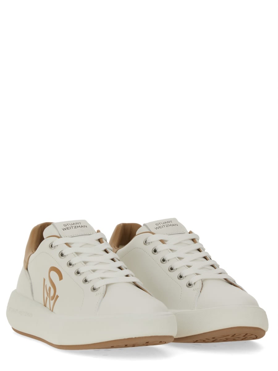 Stuart Weitzman Lace-up Round-head Low-cut Casual Shoes In White