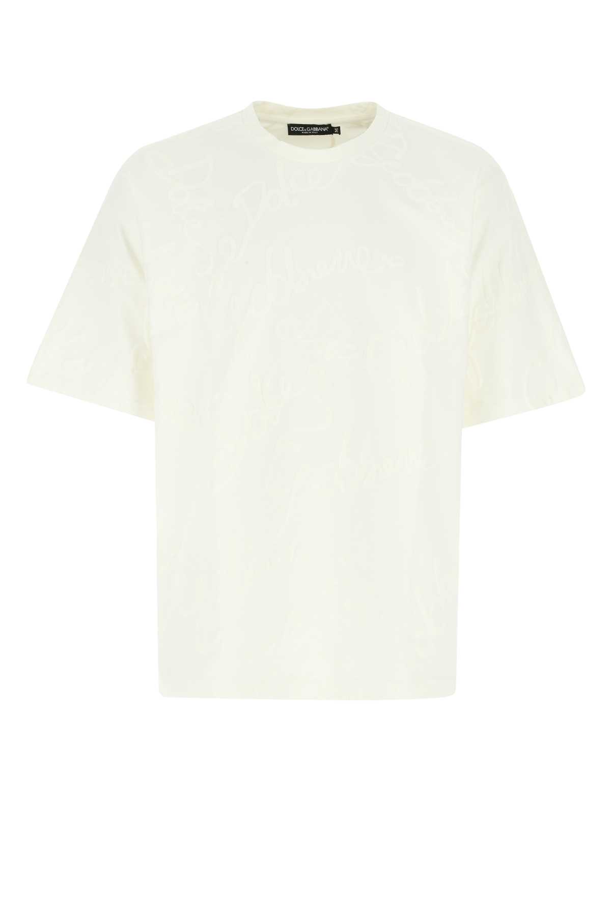 Shop Dolce & Gabbana White Cotton T-shirt In Logobcof.bconat