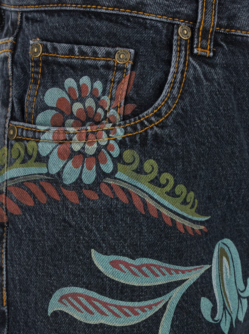 Etro Women Printed Denim In Blue