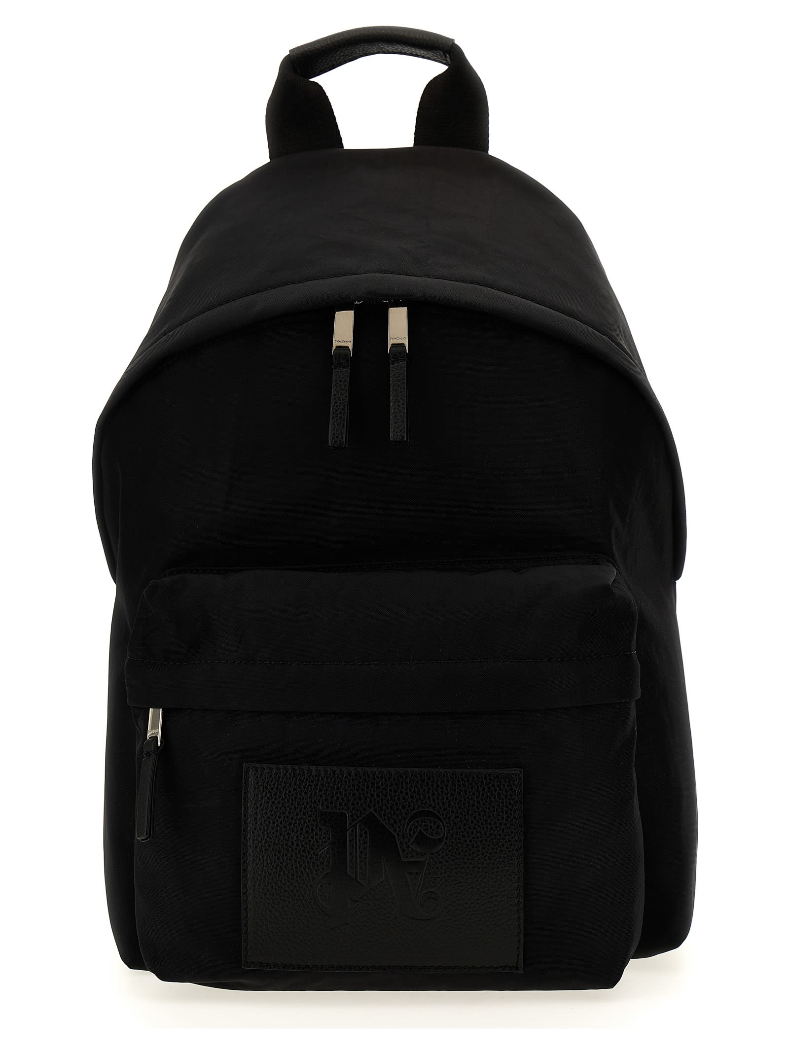 Shop Palm Angels Monogram Backpack In Black Grey
