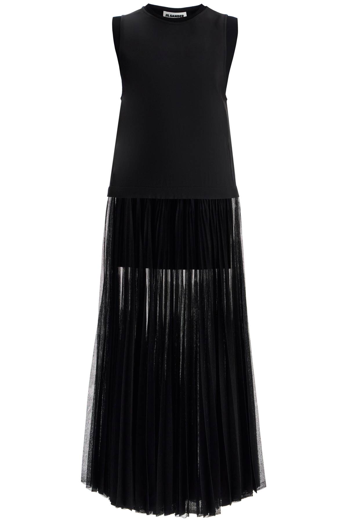 Shop Jil Sander Layered Dress With Pleated Skirt In Black (black)