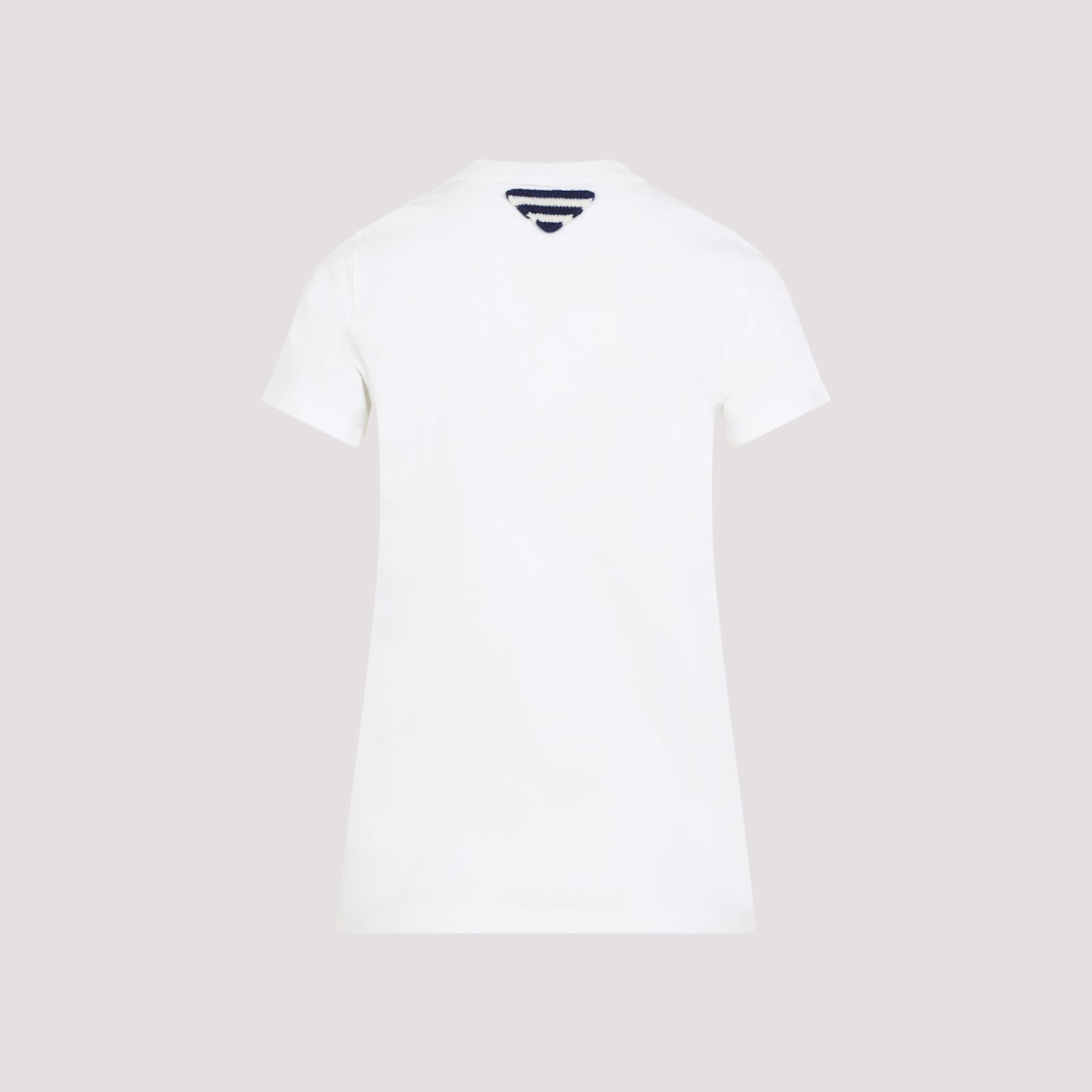 Prada Stamped Logo Crew Neck T-shirt In Bianco