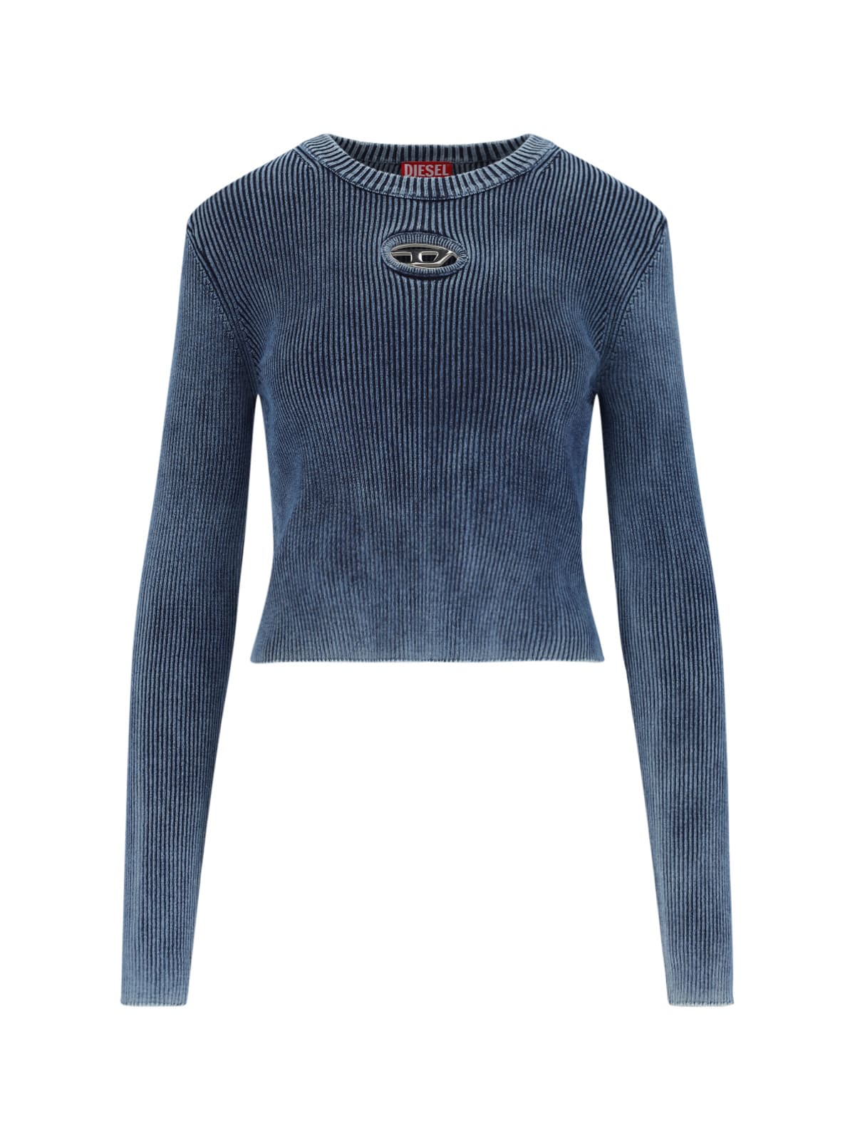 Shop Diesel M-anchor-a Knit Crop Top In Blu