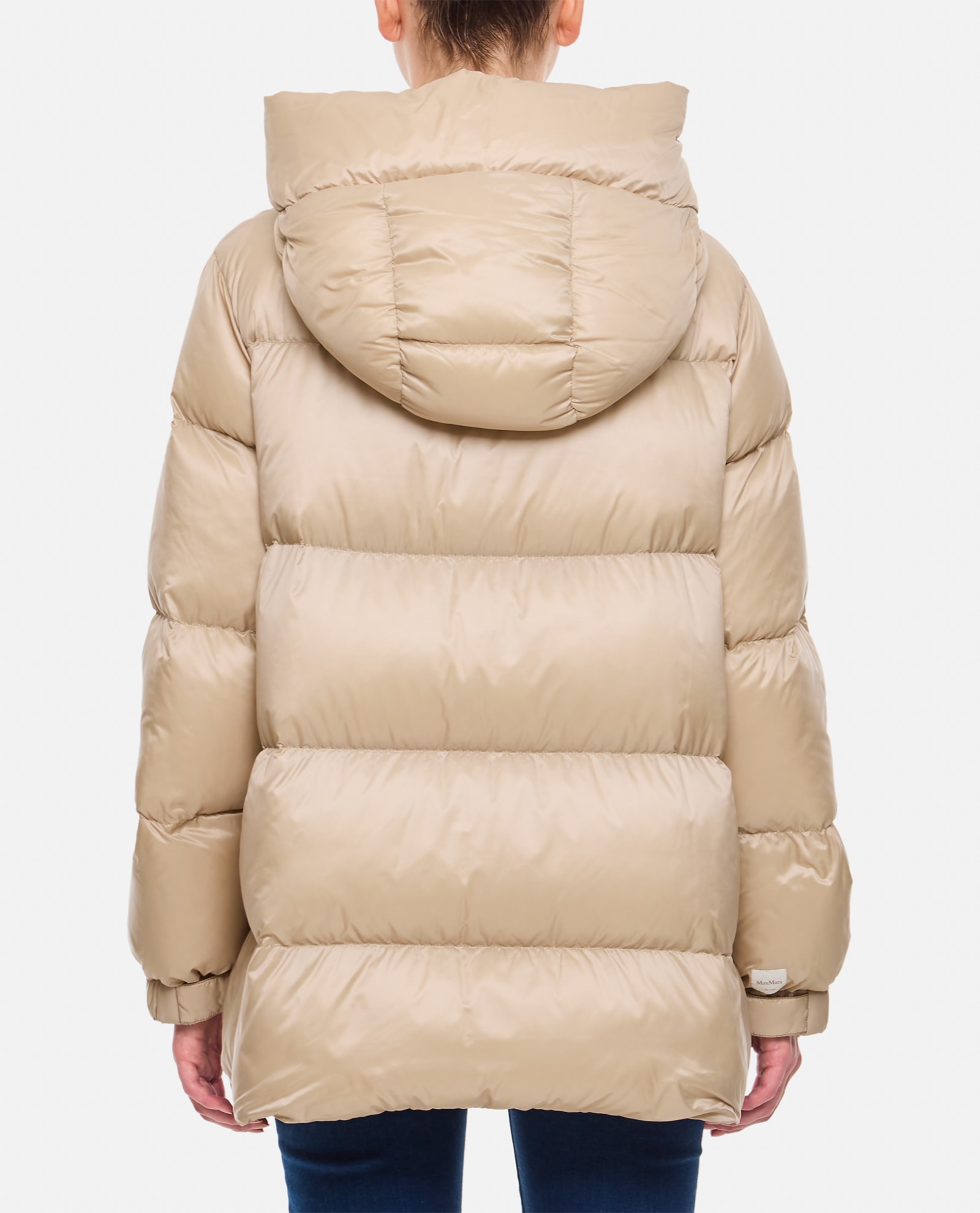 Shop Max Mara The Cube Seia Short Hooded Down Jacket In Avorio