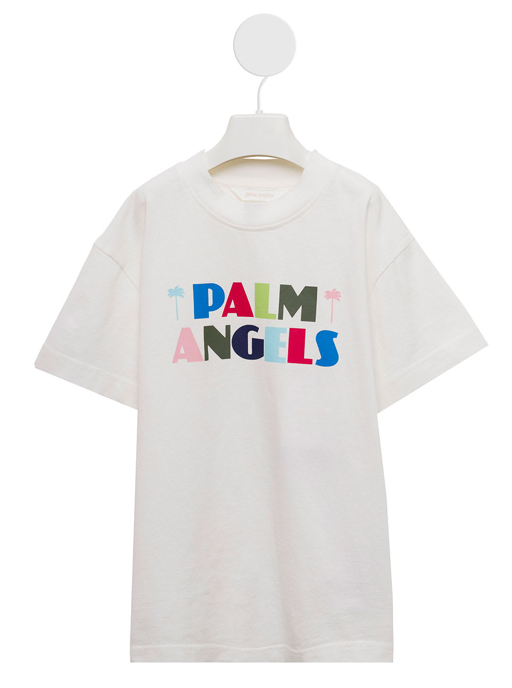 Palm Angels Kids' Pal M Angels Boys Seasonal White Cotton T-shirt With Logo