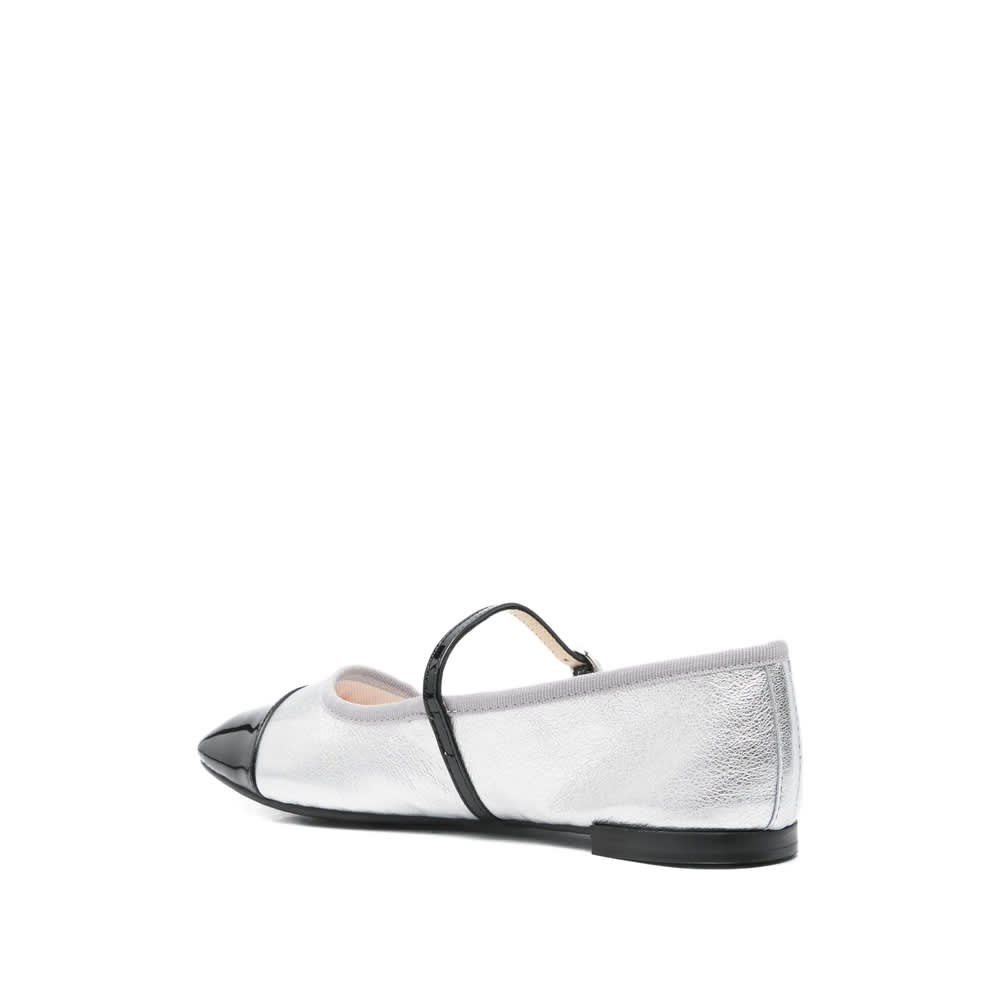 Repetto Cap-toe Ankle-strap Ballet Flats In Silver