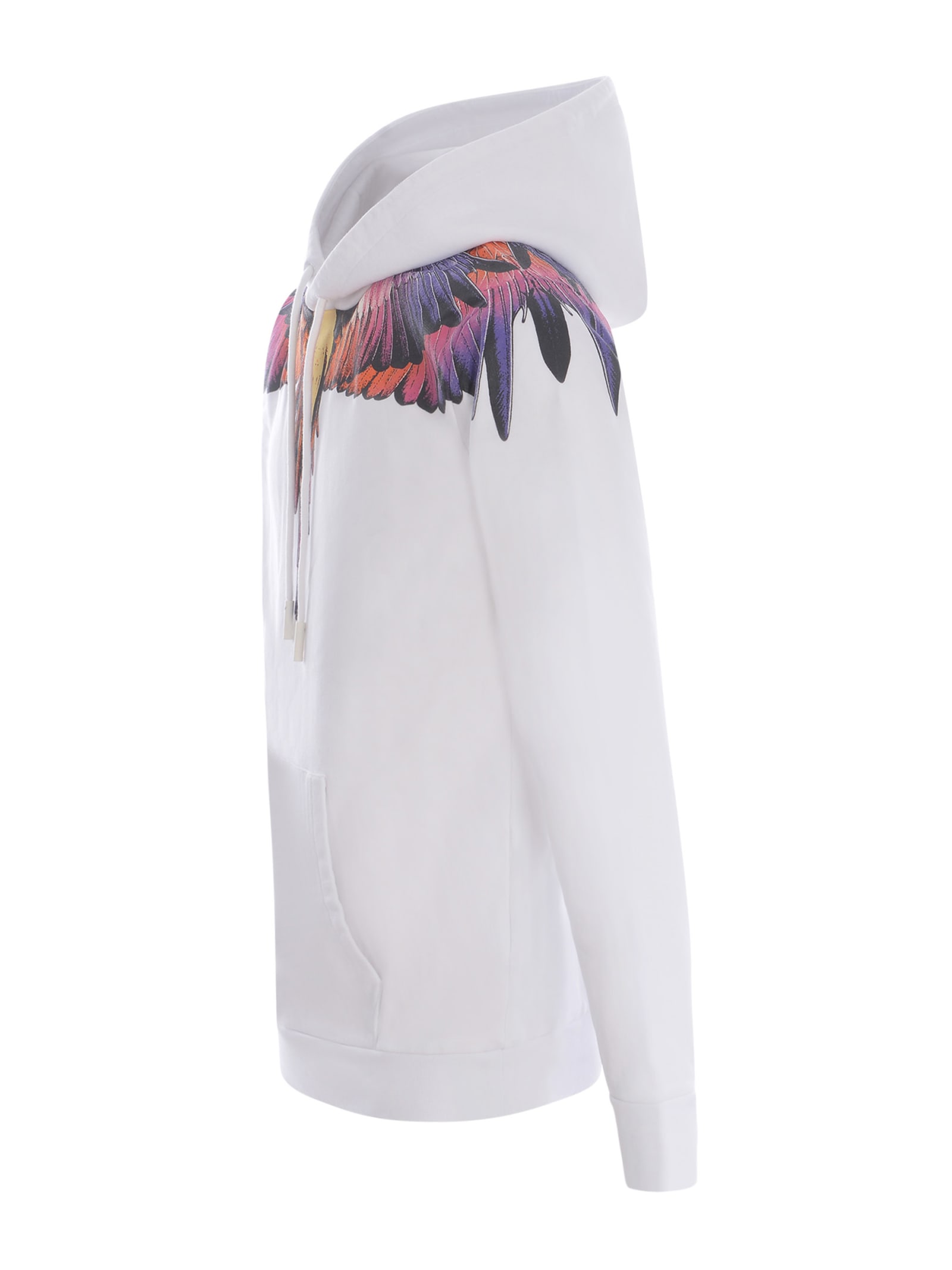 Shop Marcelo Burlon County Of Milan Hooded Sweatshirt Marcelo Burlon Icon Wings In Cotton In Bianco