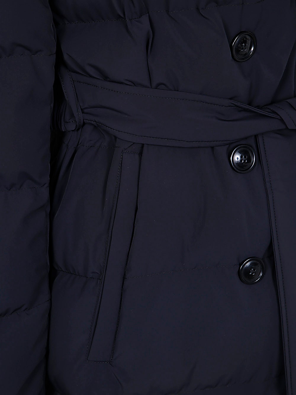 Shop Seventy Revers Long Down Jacket With Belt In Black