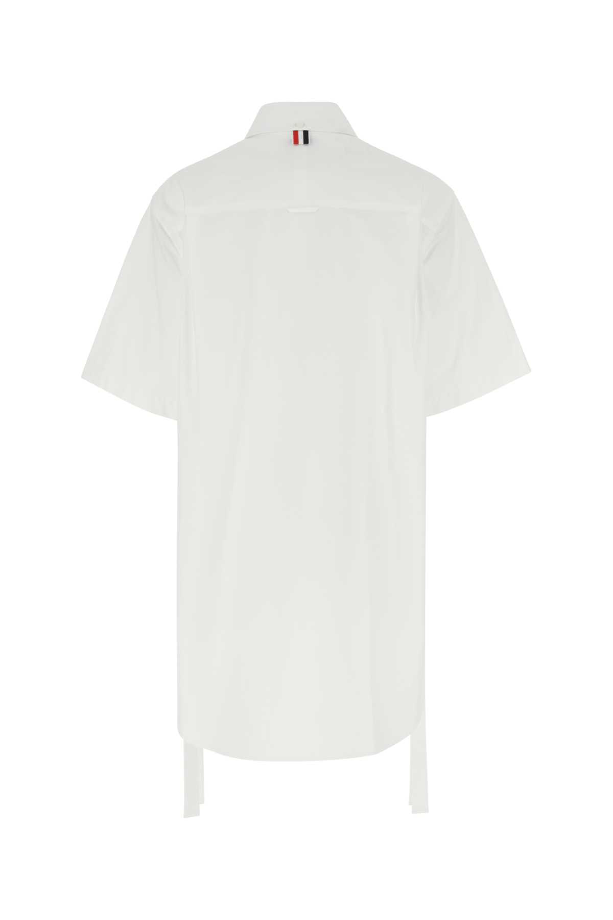 Shop Thom Browne White Poplin Shirt Mini Dress In 100