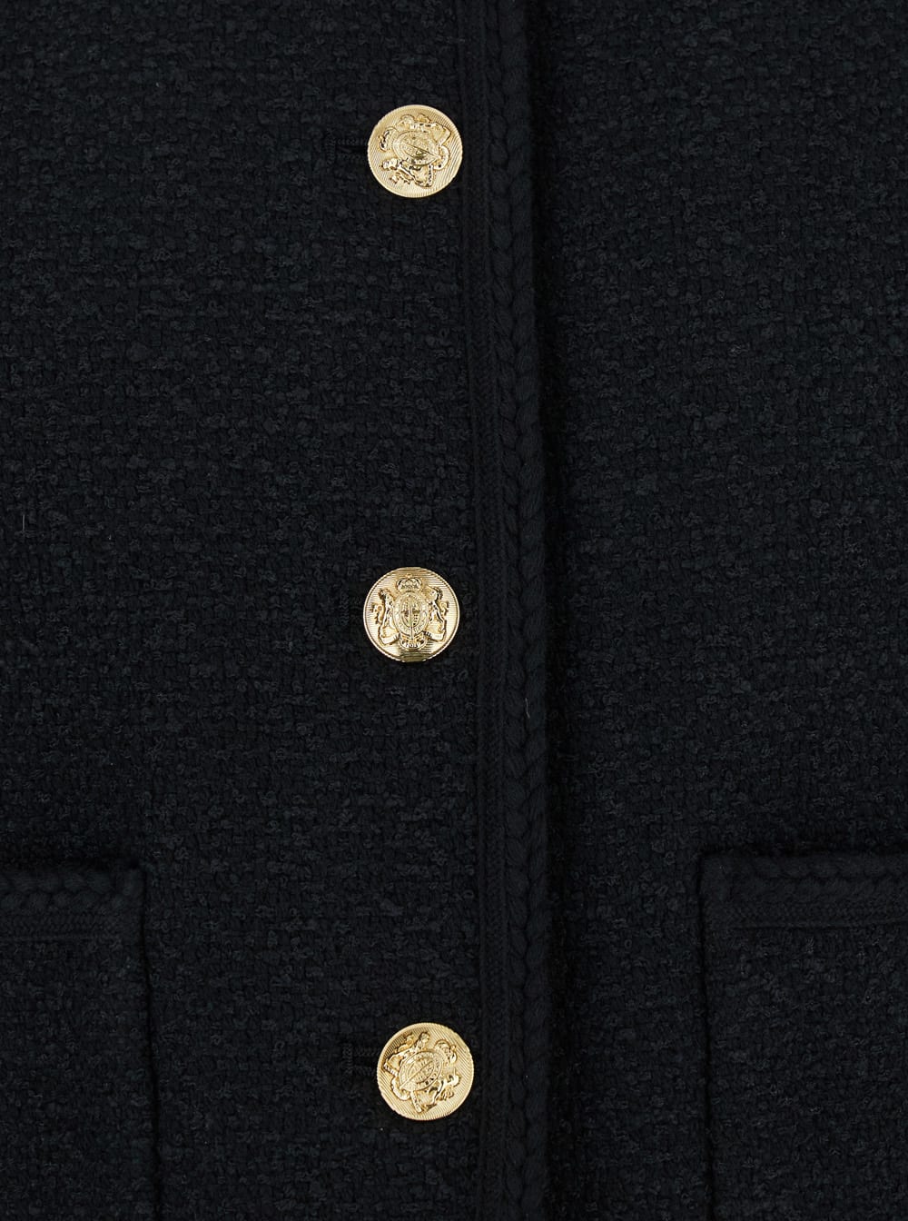 Dunst Black Crewneck Jacket With Contrasting Jewel Buttons In Black