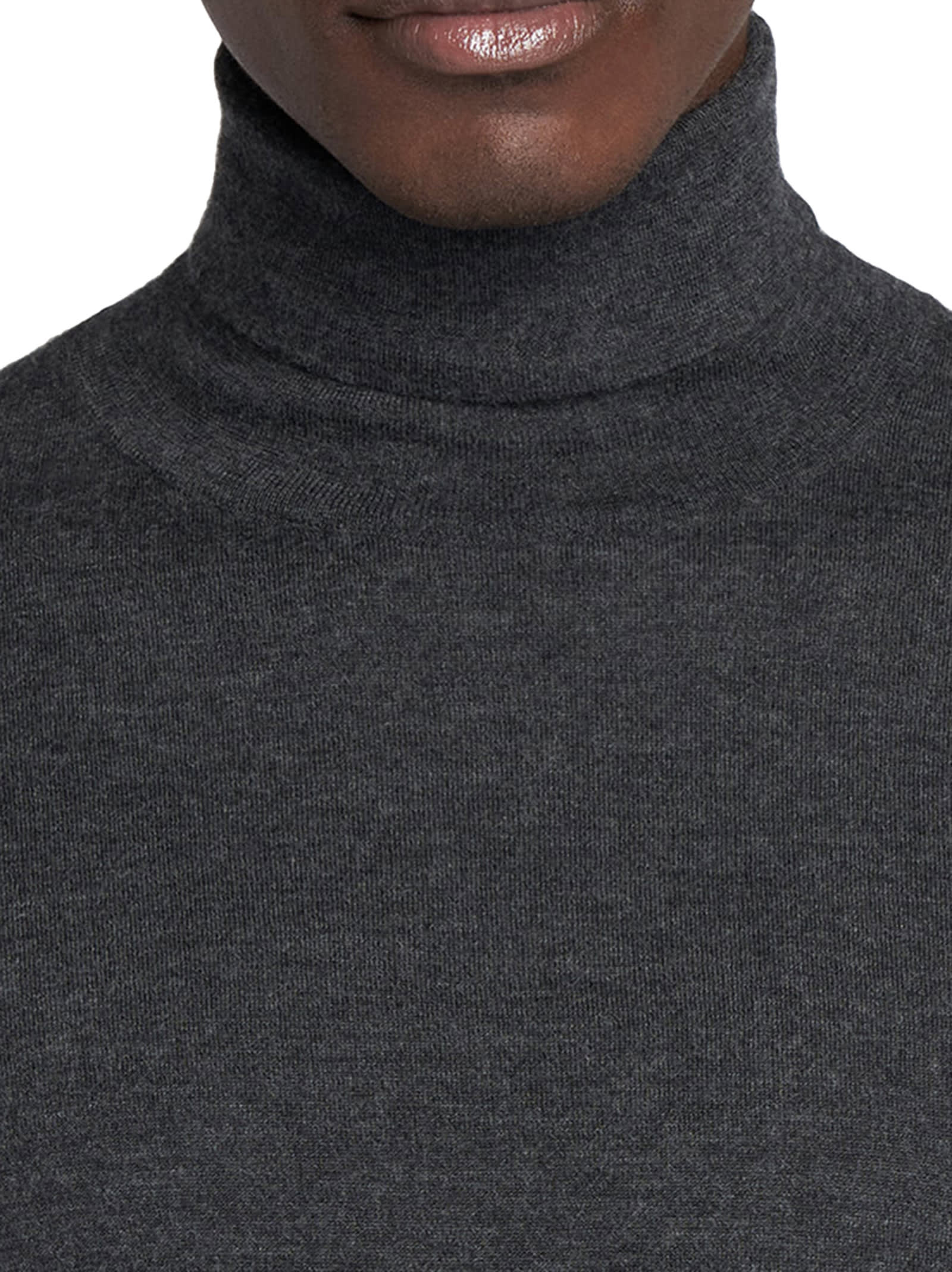 Shop Kiton Jersey High Neck Cashmere In Dark Grey