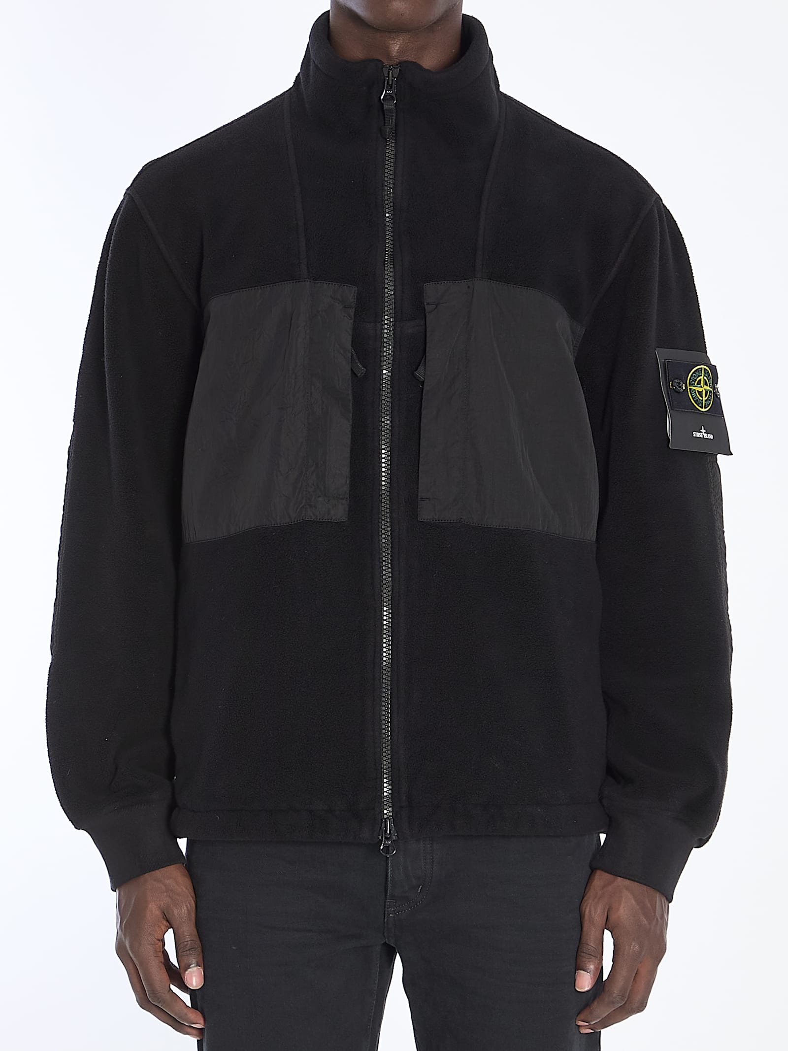 Shop Stone Island Teddy-effect Jacket In Black