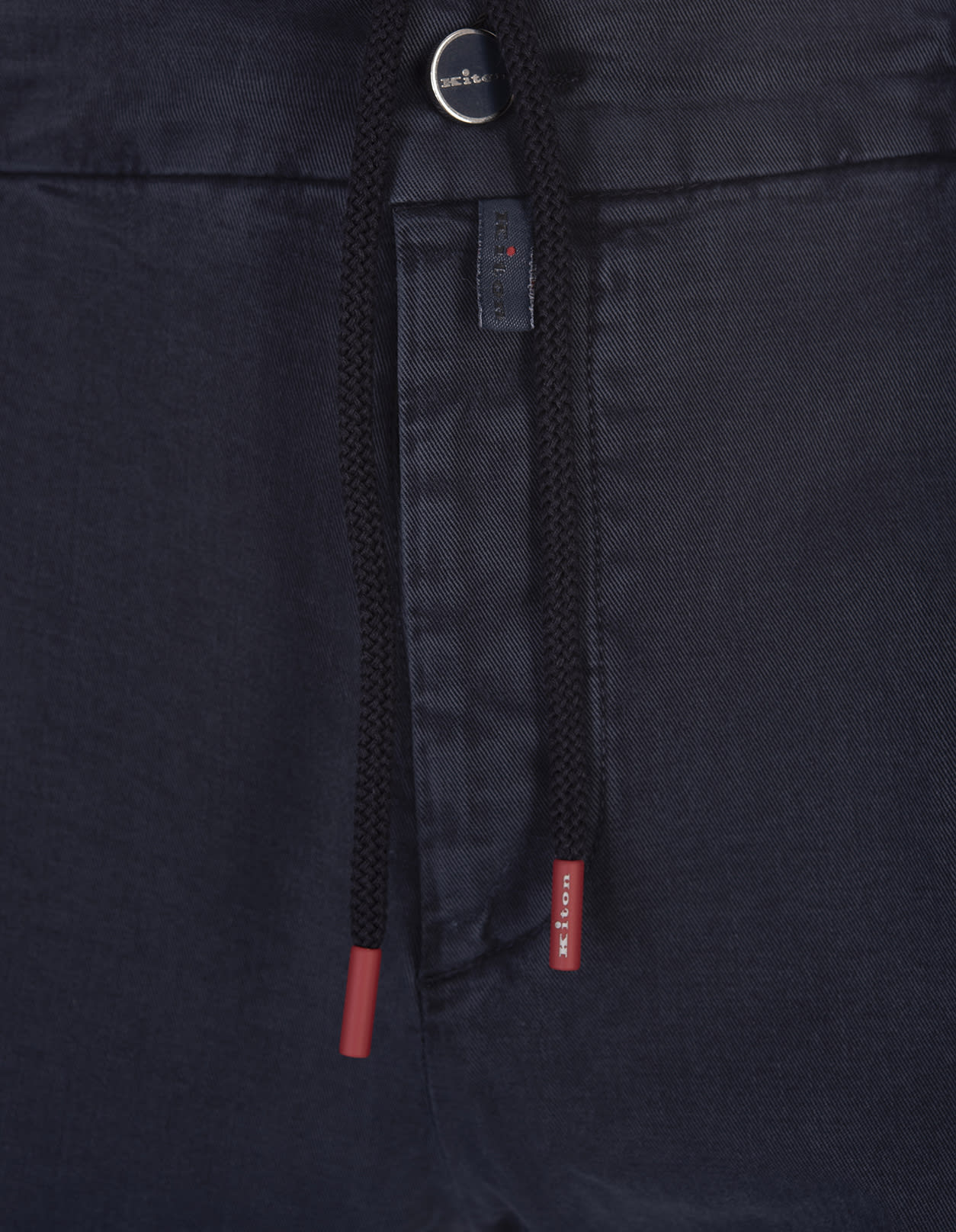 Shop Kiton Dark Blue Trousers With Elasticised Waistband