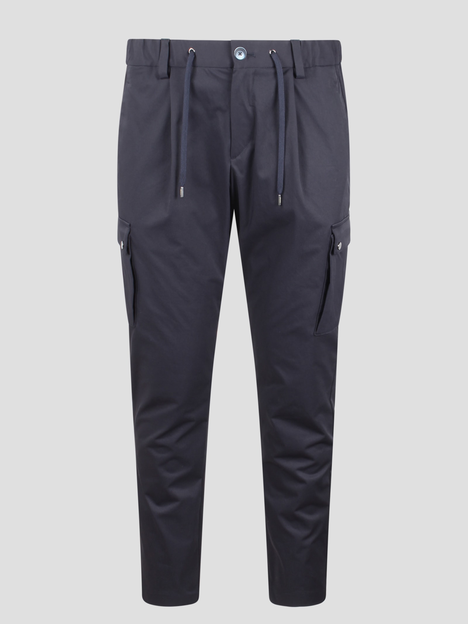 Shop Herno Cotton Feel Resort Trousers In Blue