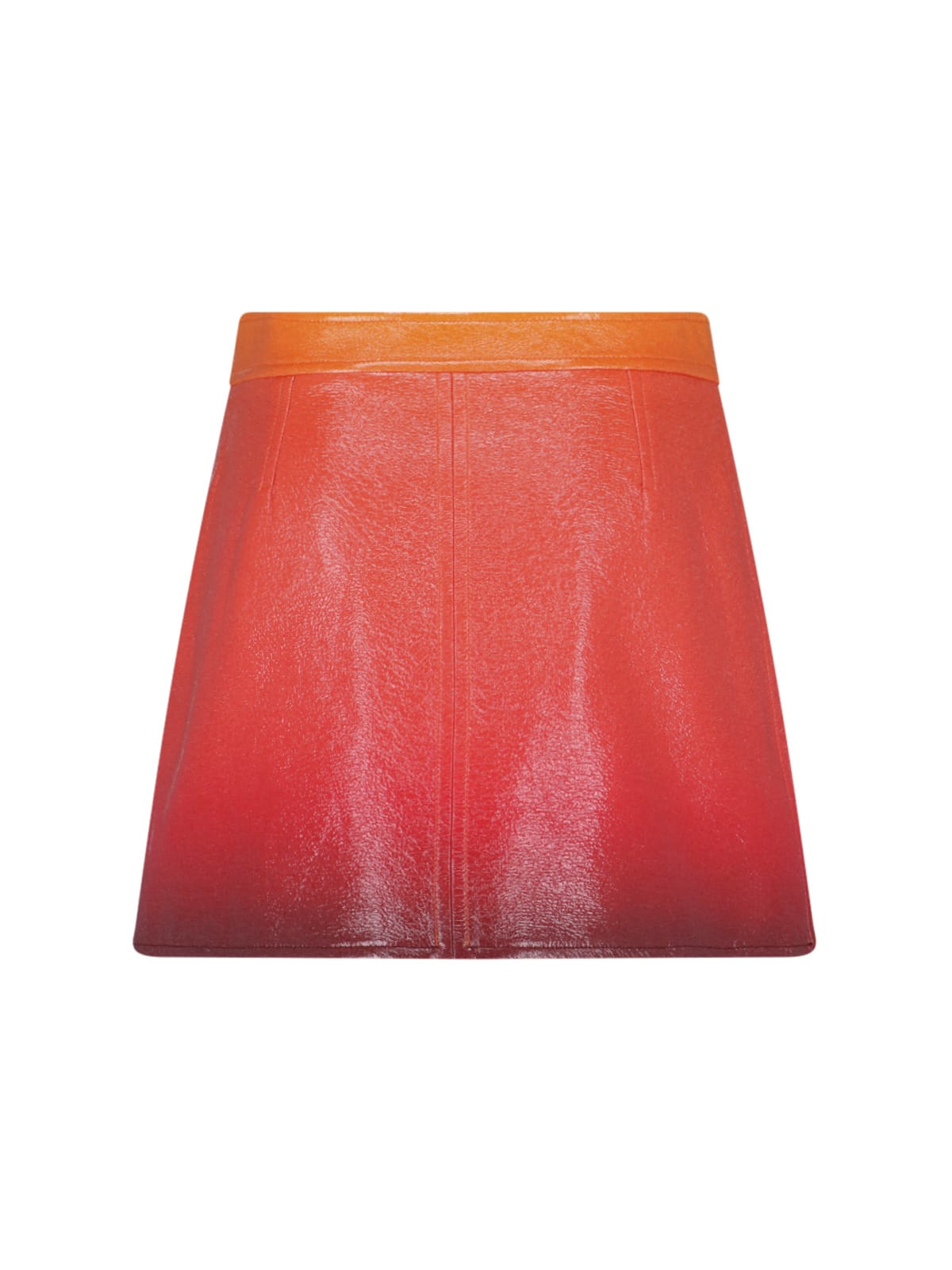 Shop Courrèges Iconic Vinyl Mini Skirt In Orange