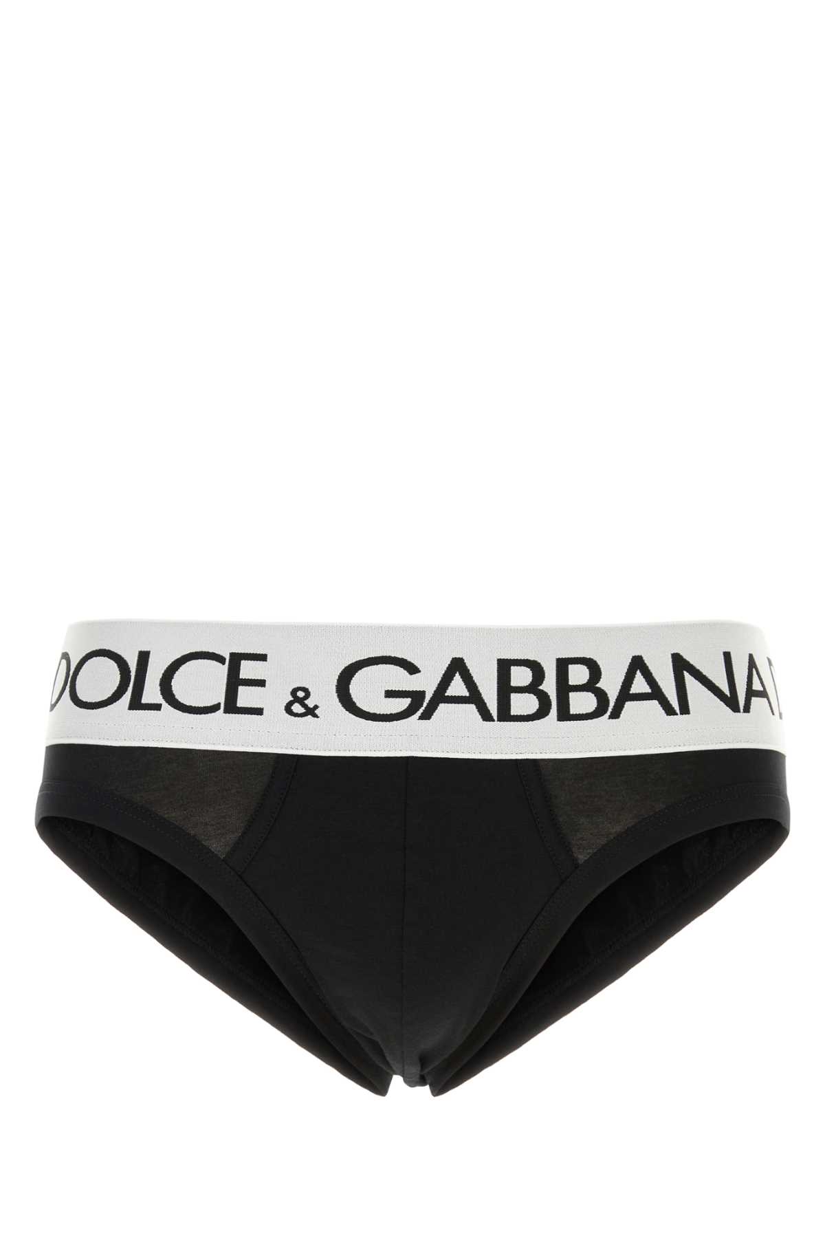 Shop Dolce & Gabbana Black Stretch Cotton Brief In Nero