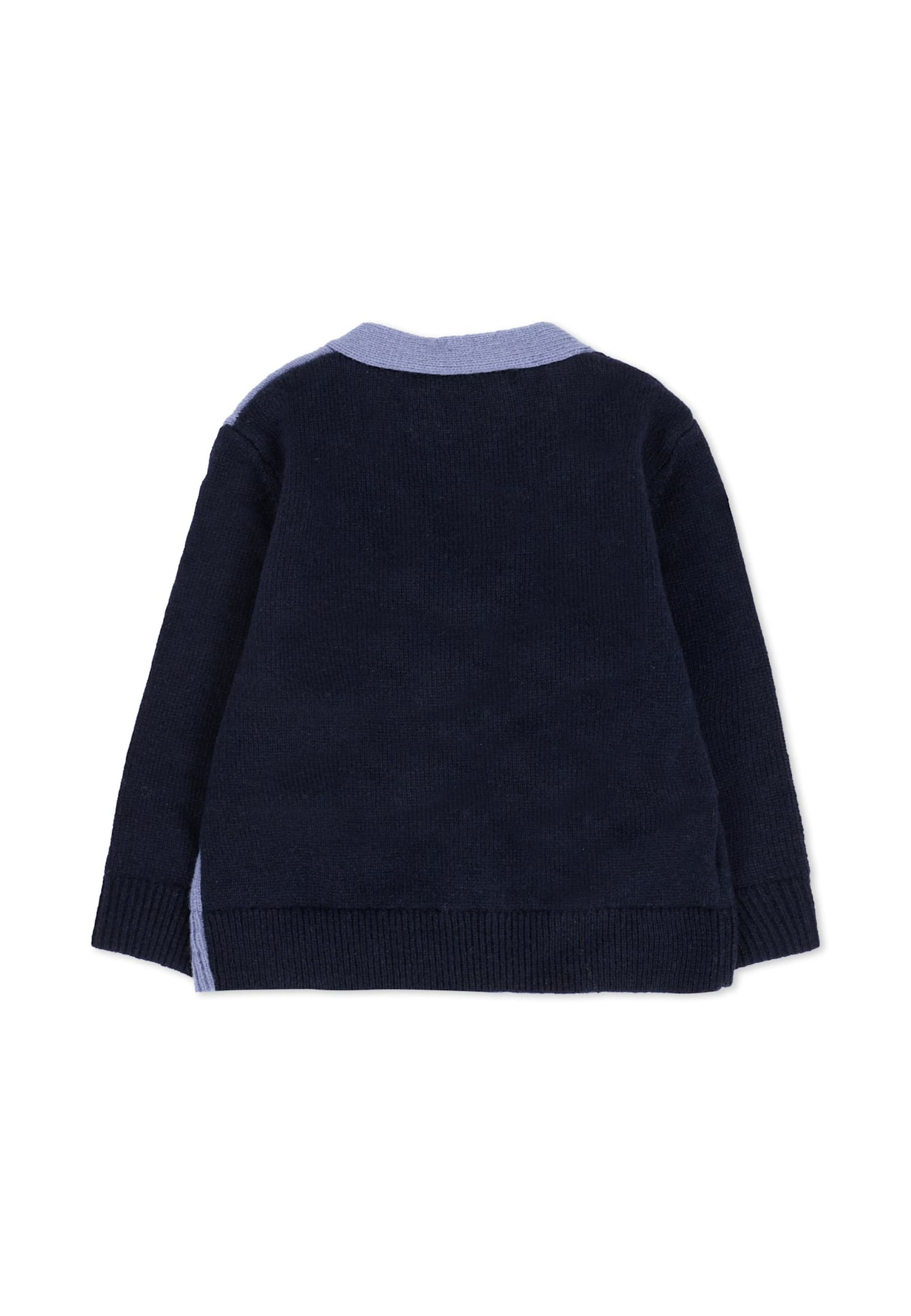 Marni Blue Cardigan For Baby Boy With Logo In Multi