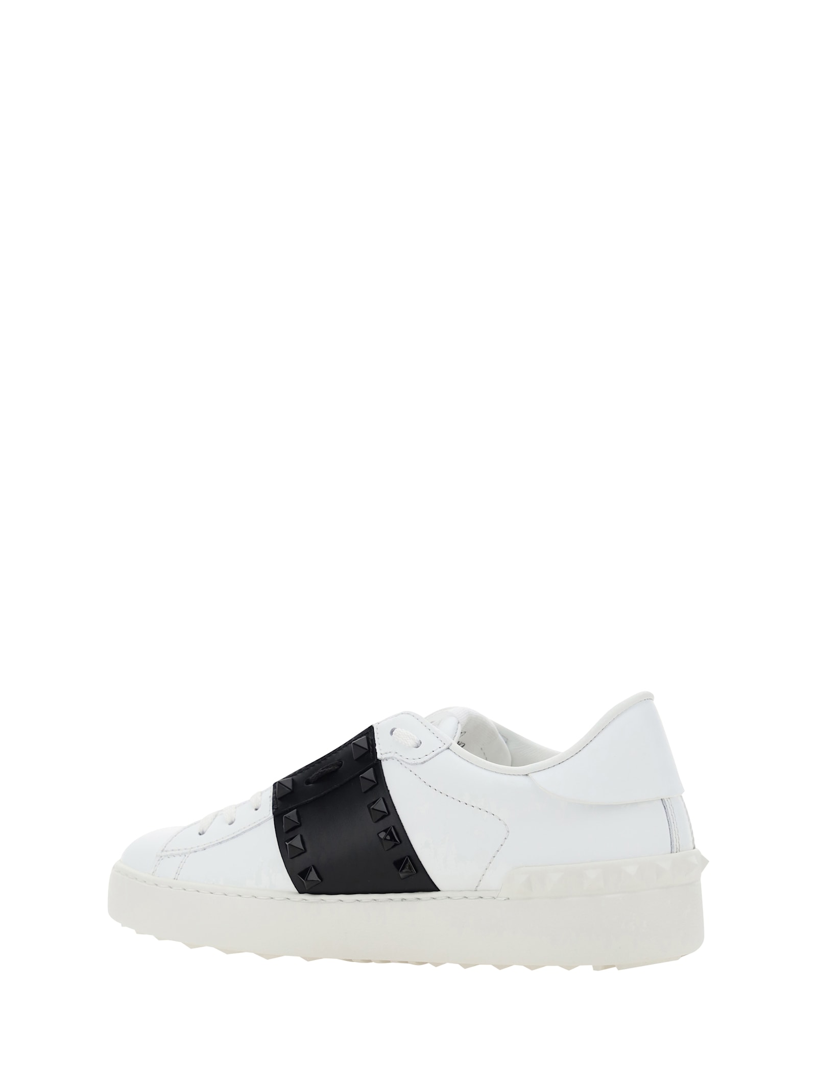 Shop Valentino Rockstud Open Sneakers In Bianco/nero/bianco