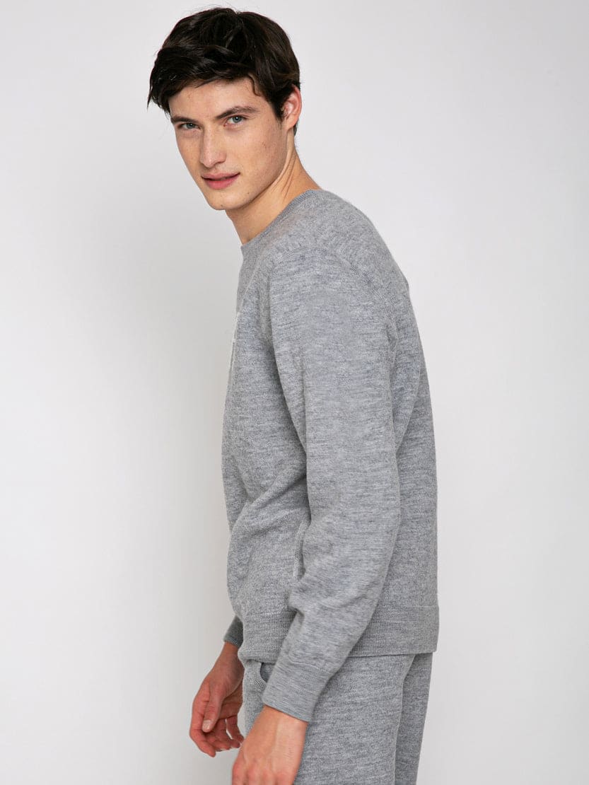 Shop Mc2 Saint Barth Man Crewneck Knitted Sweater With Day Off Embroidery In Grey