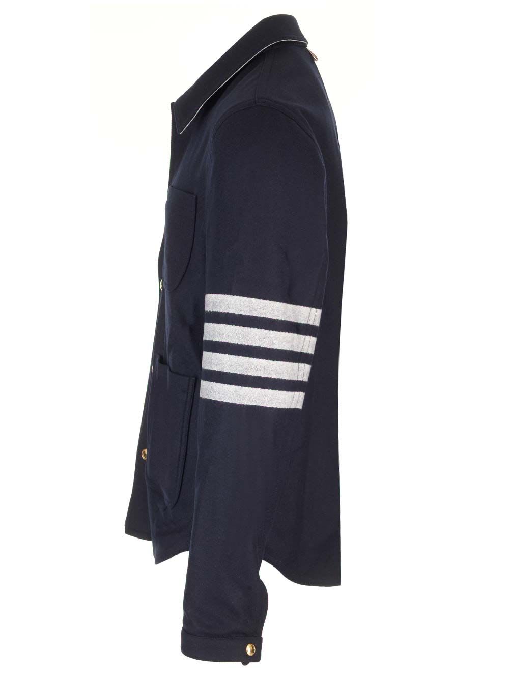 Shop Thom Browne Wool Cashmere 4-bar Utility Jacket In Blue