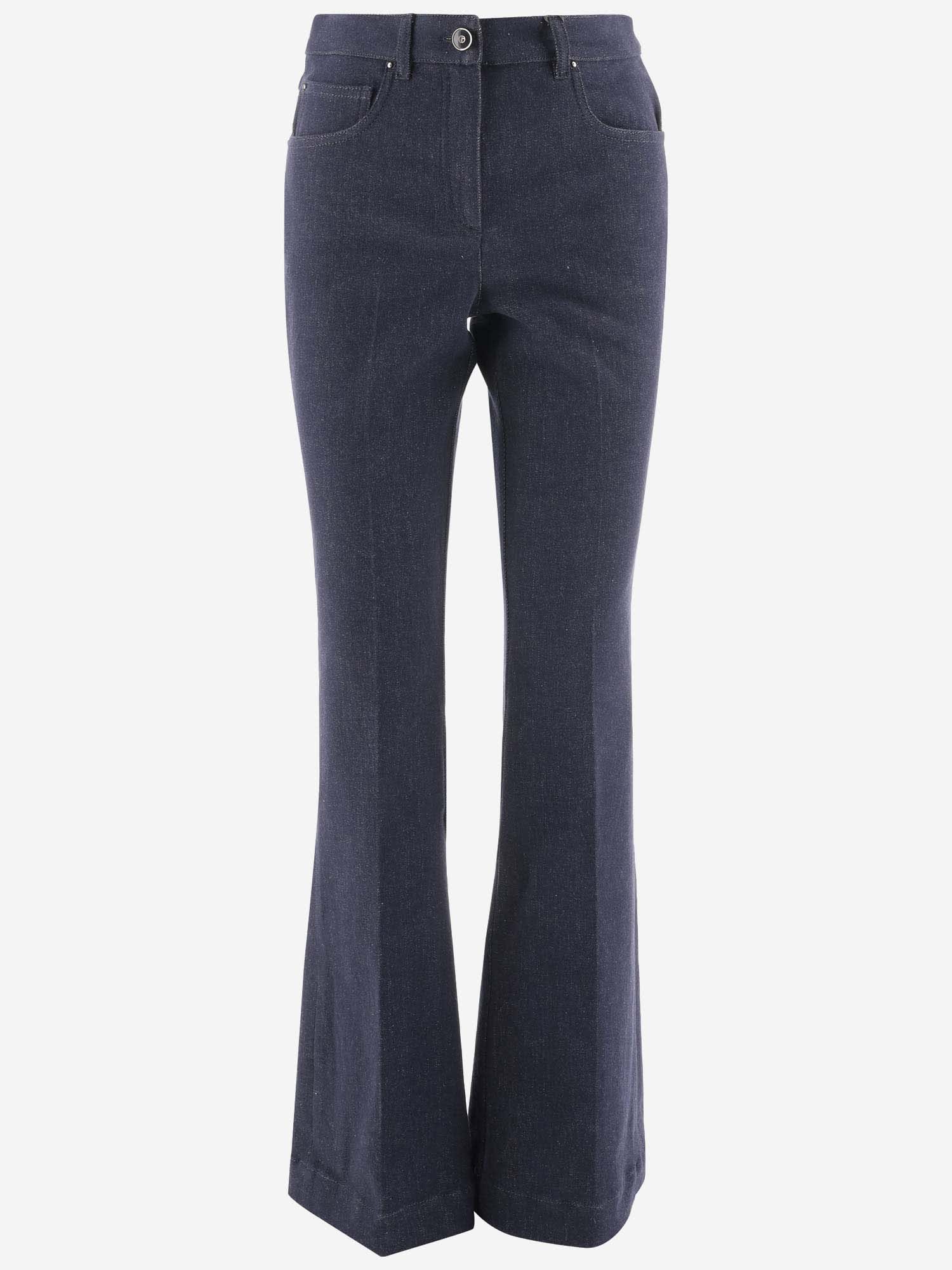 Shop Giorgio Armani Stretch Cotton Denim Flared Jeans With Logo