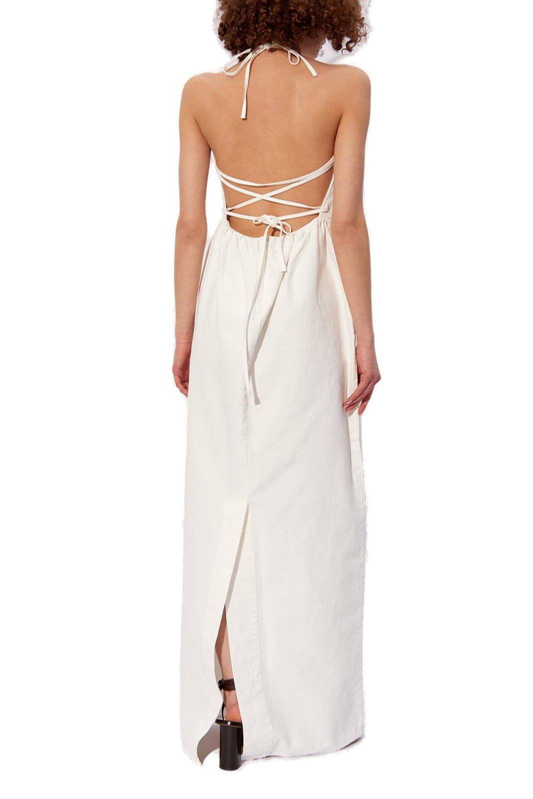 Shop Max Mara Europa Open Back Sleeveless Dress In White
