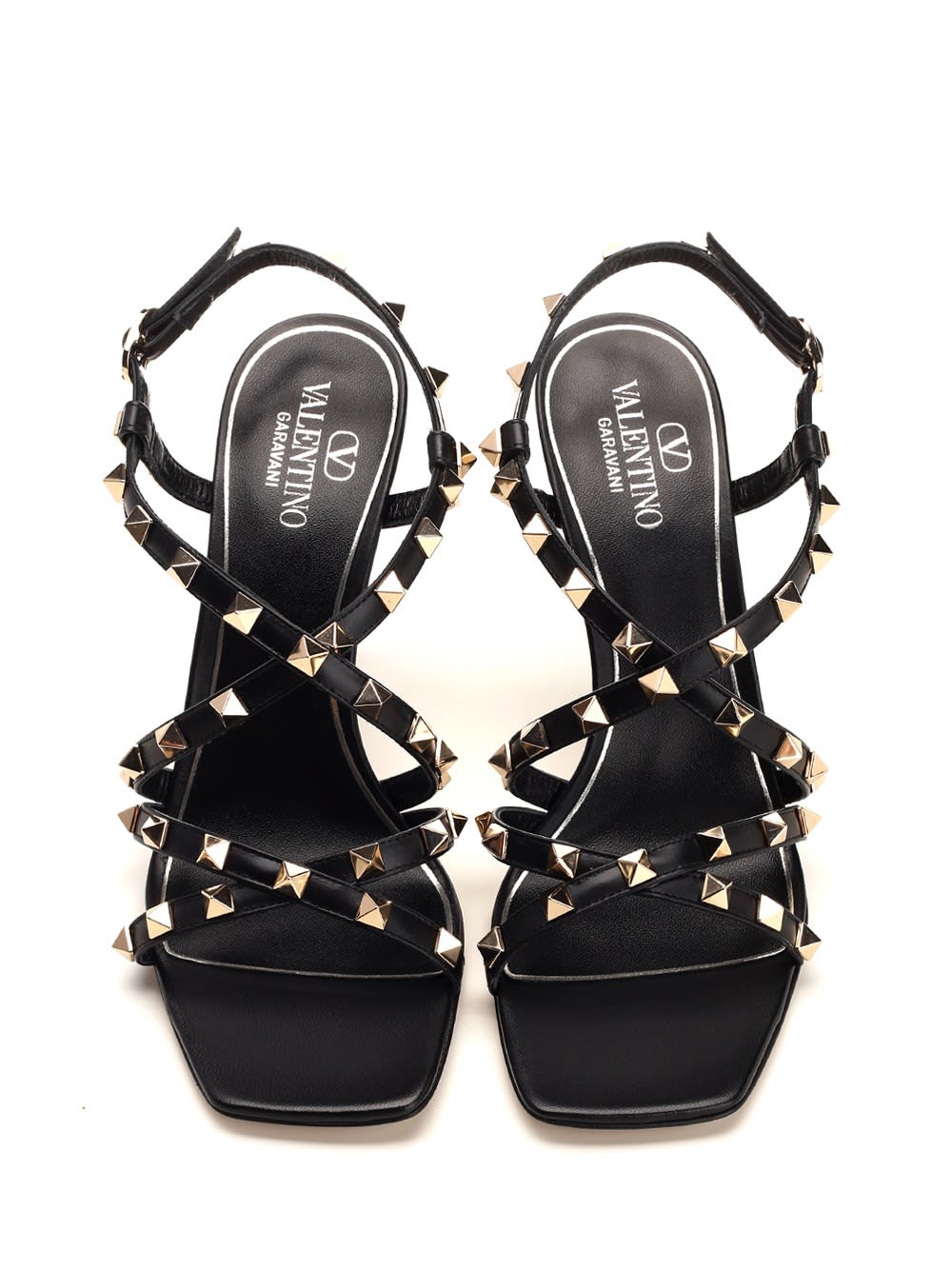 Shop Valentino Rockstud Sandals In Black