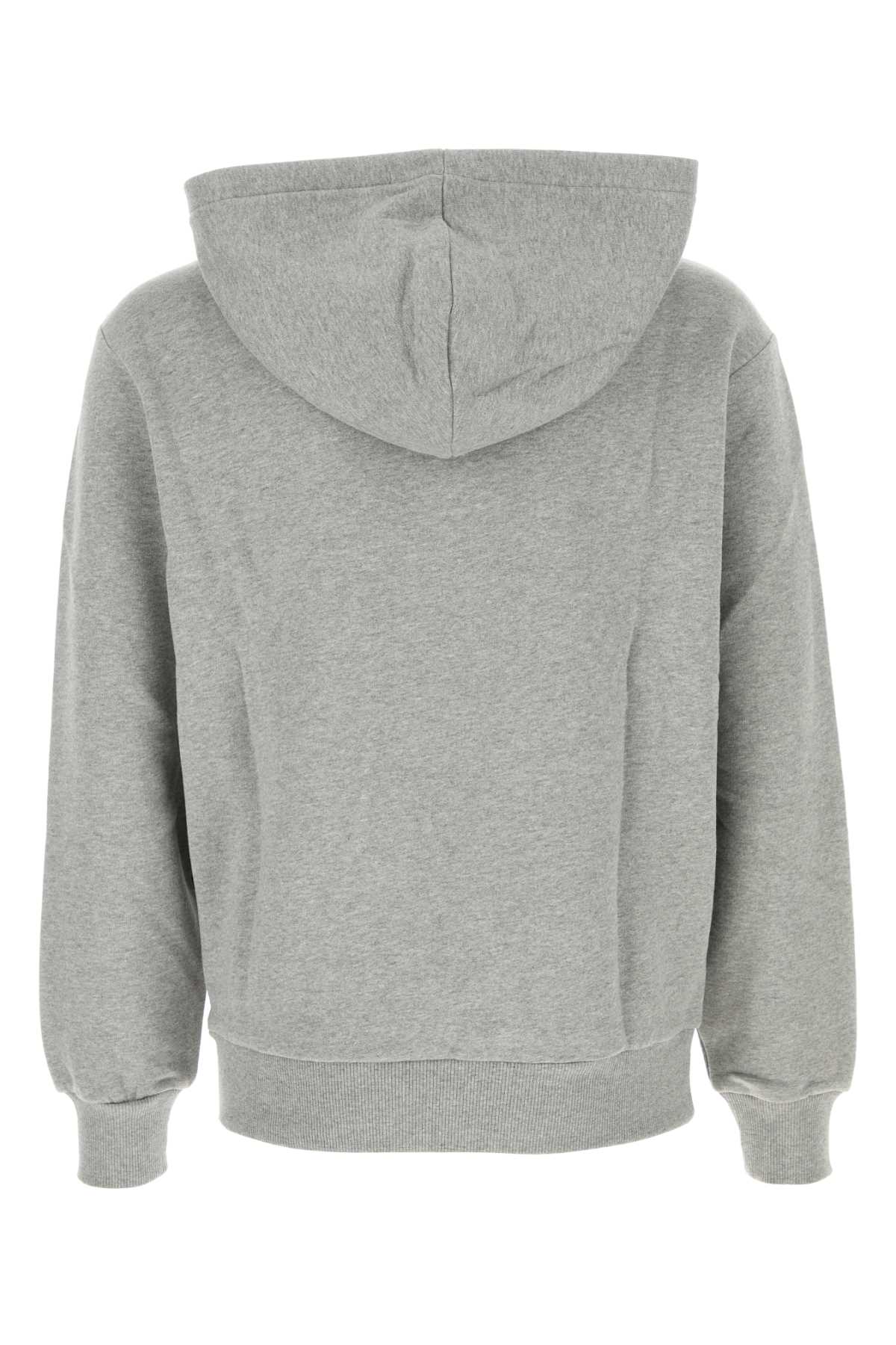 Apc Cotton Sweatshirt With Hood And Ribbed Finish In Grichijau