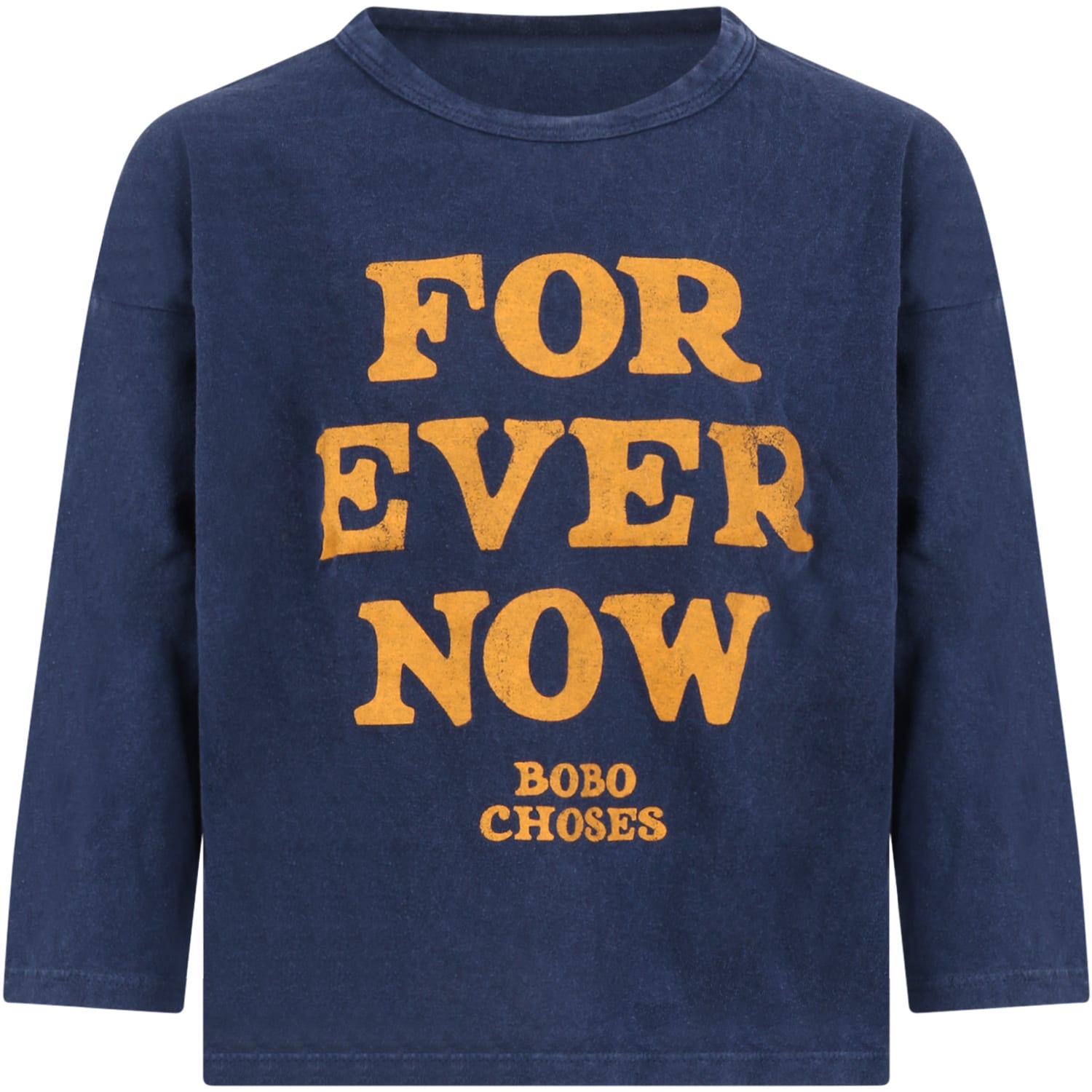 Bobo Choses Blue T-shirt For Kids With Orange Logo