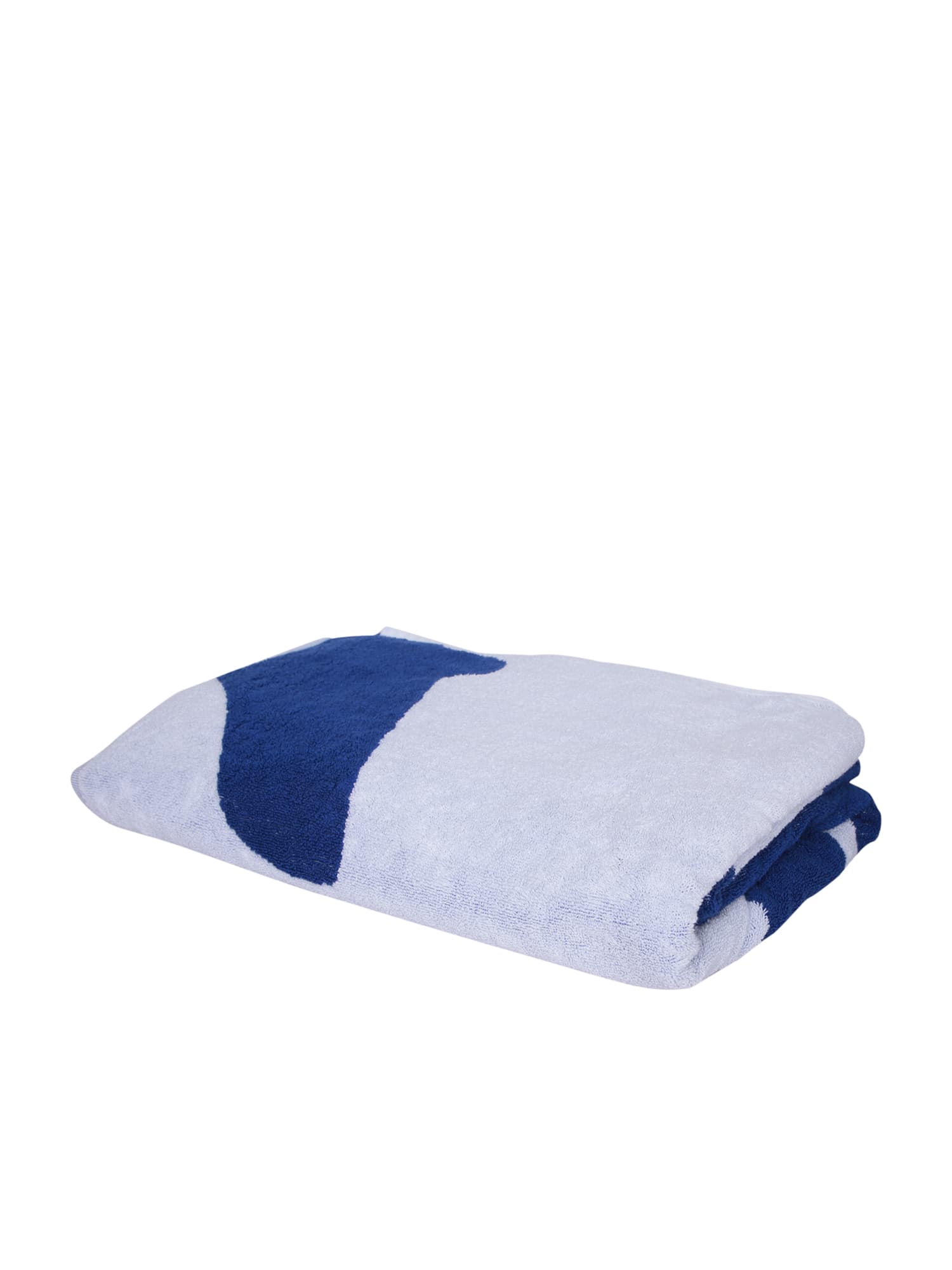 Shop Burberry Split Ekd Blue White Beach Towel