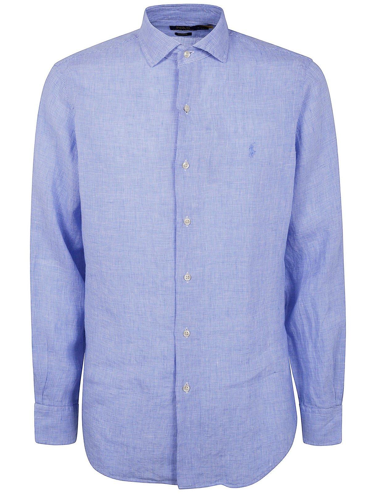 Ralph Lauren Polo Pony Embroidered Buttoned Shirt In Blue