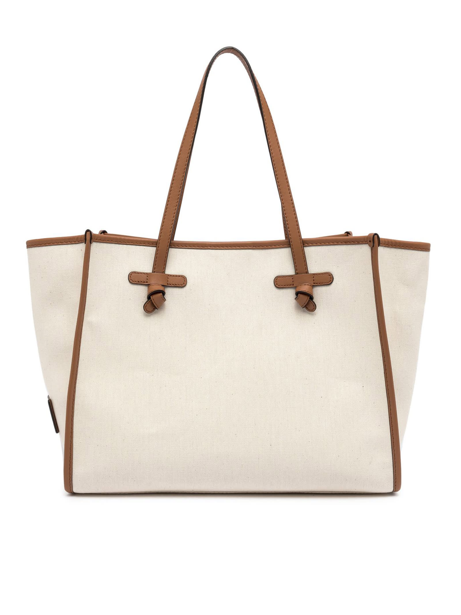 Marcella Shopping Bag In Two-color Canvas