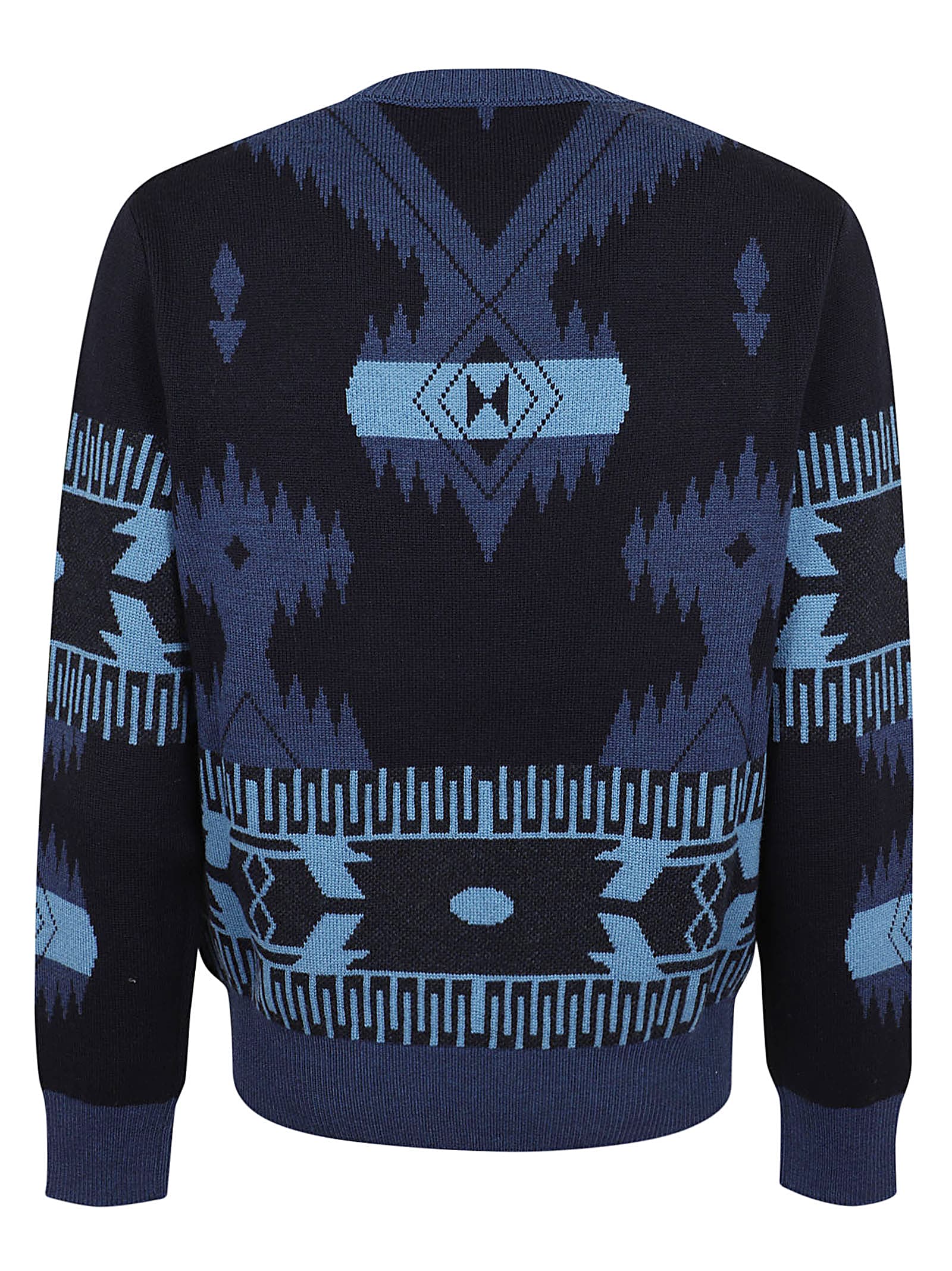 Shop Alanui Icon Jacquard Sweater In Midnight Blue Eve