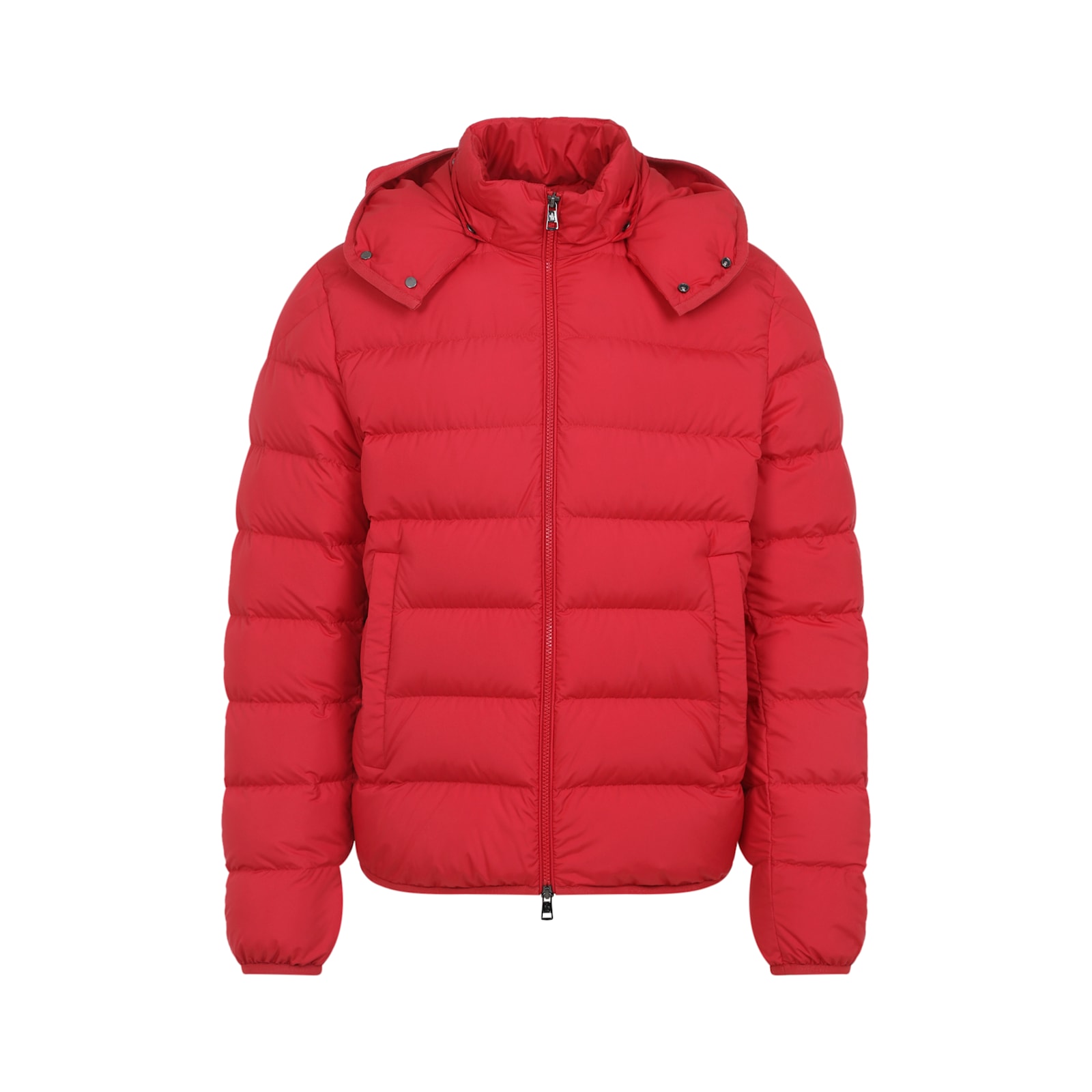 Moncler Quilted Down Jacket With Detachable Hood In Red