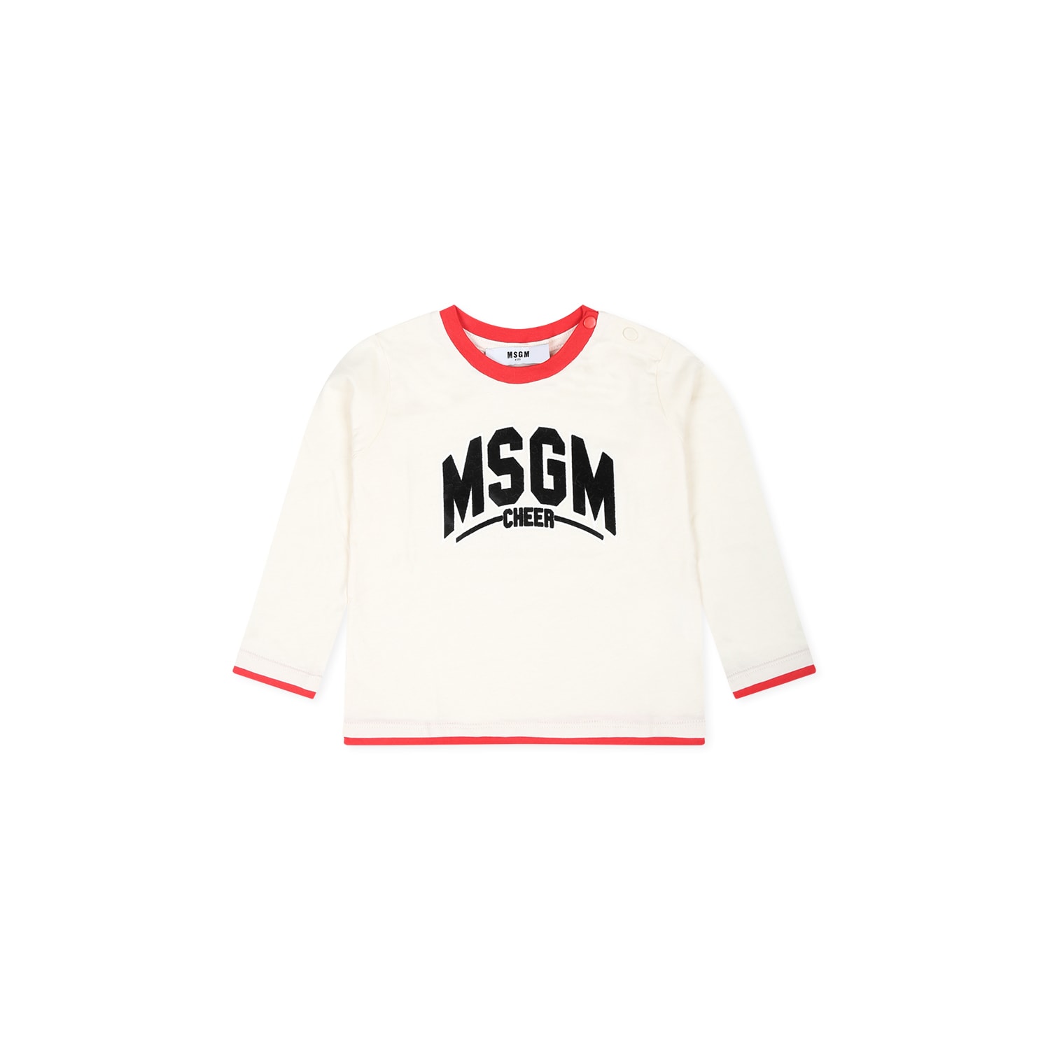 MSGM IVORY T-SHIRT FOR BABY BOY WITH LOGO 