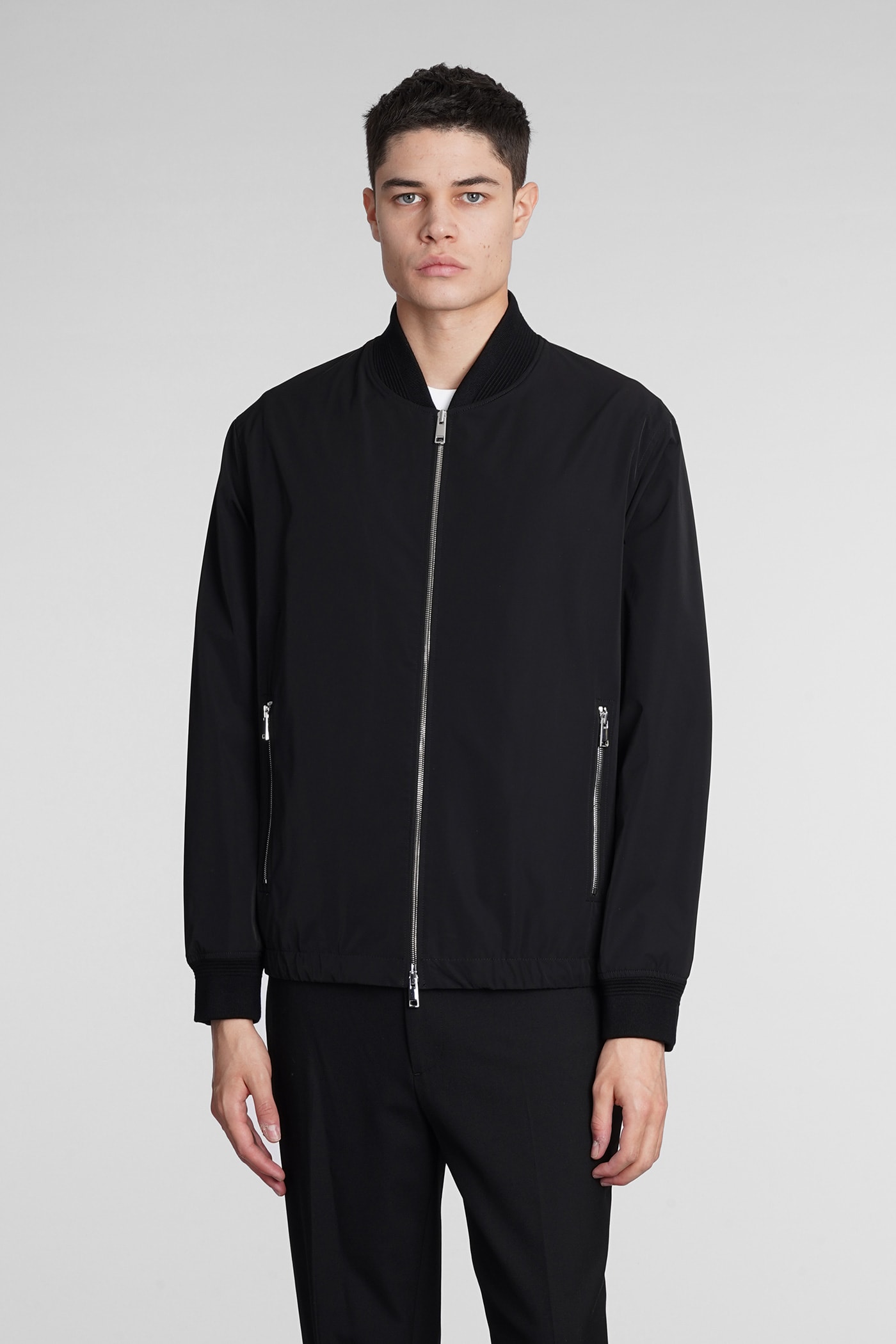 THEORY BOMBER IN BLACK POLYESTER