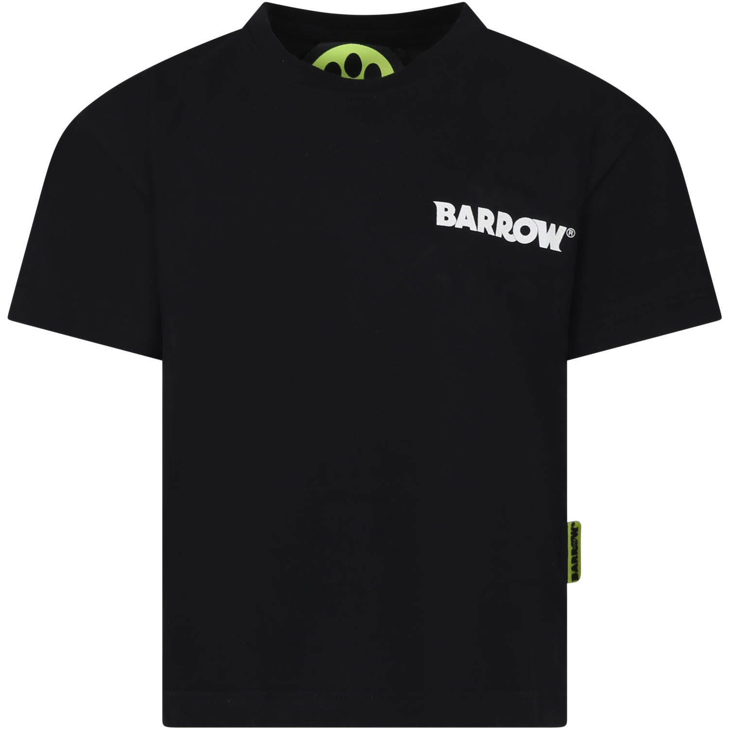 Shop Barrow Black T-shirt For Kids With Smiley Face And Logo In Nero