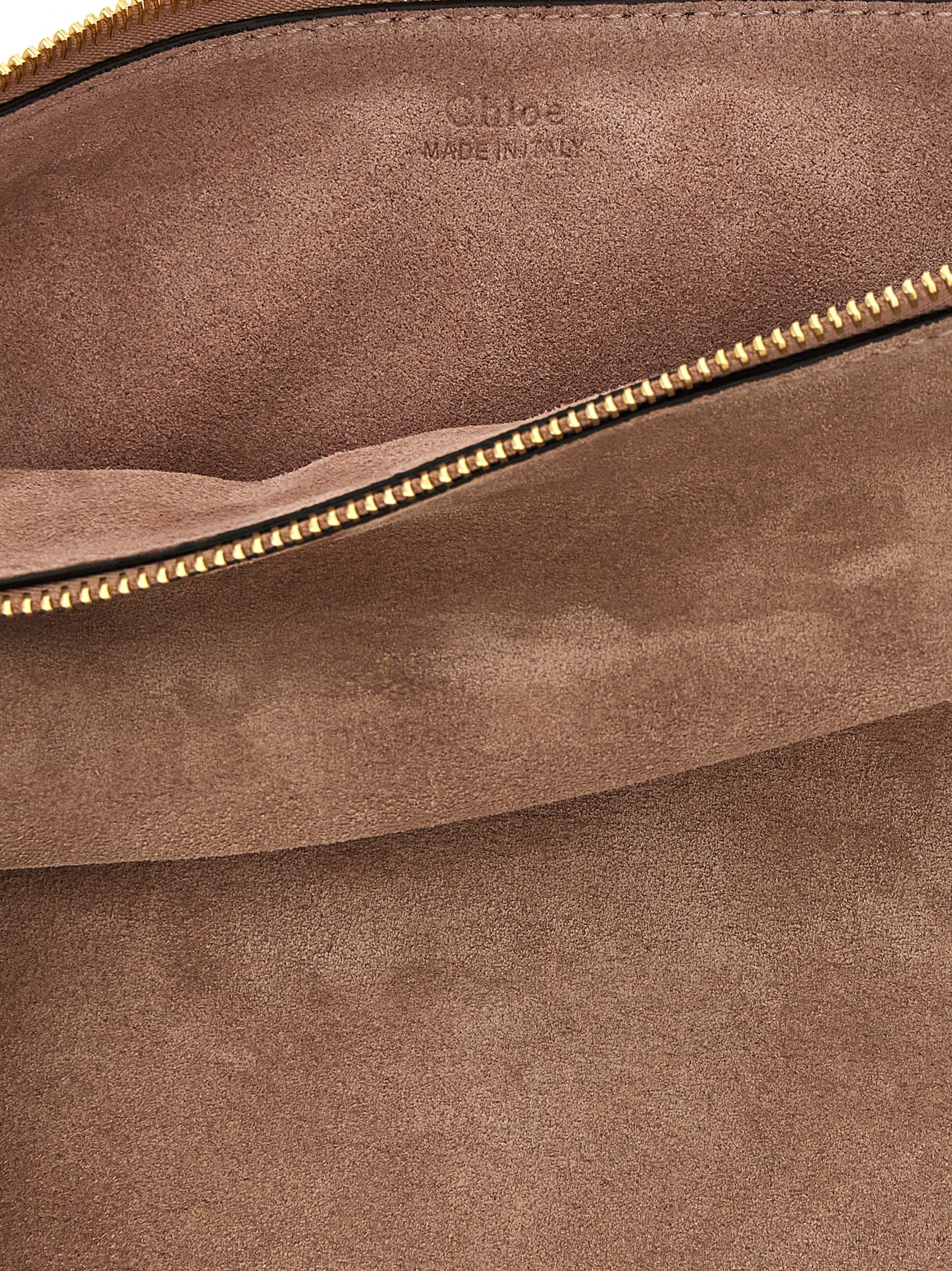 Chloé Half-moon Suede Finish Gold-tone Chain Shoulder Bag In Brown