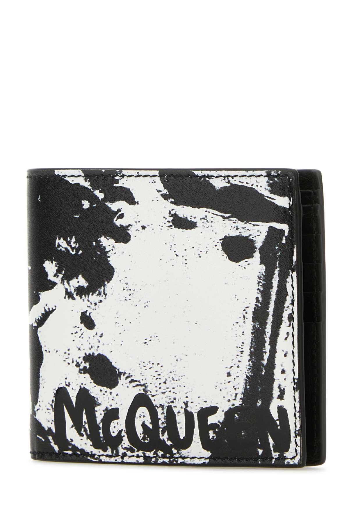 Shop Alexander Mcqueen Black Leather Wallet In Blackwhite