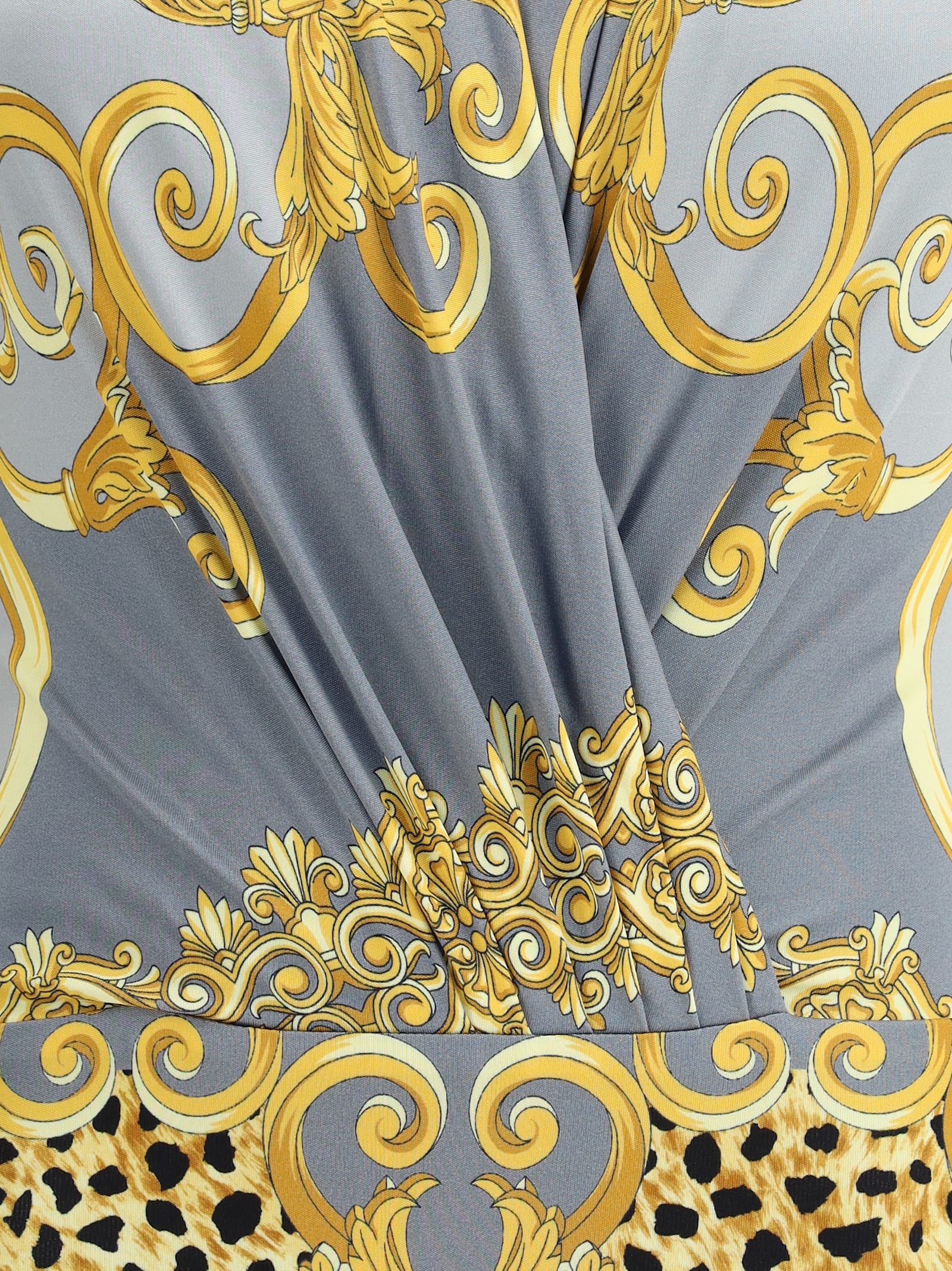 Versace Leopard Draped Bodysuit In Yellow