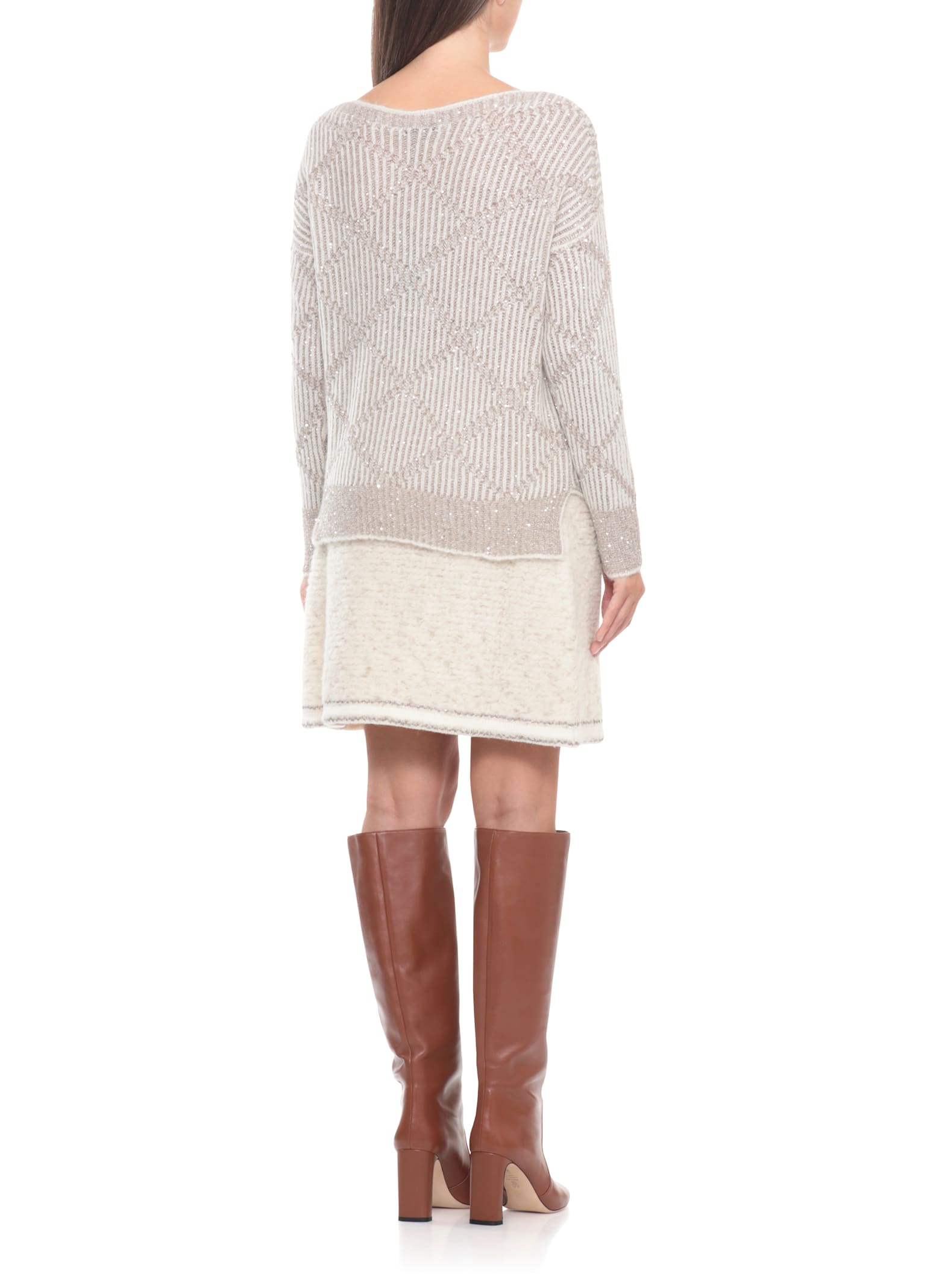 D Exterior Sweater With Paillettes In Neutral