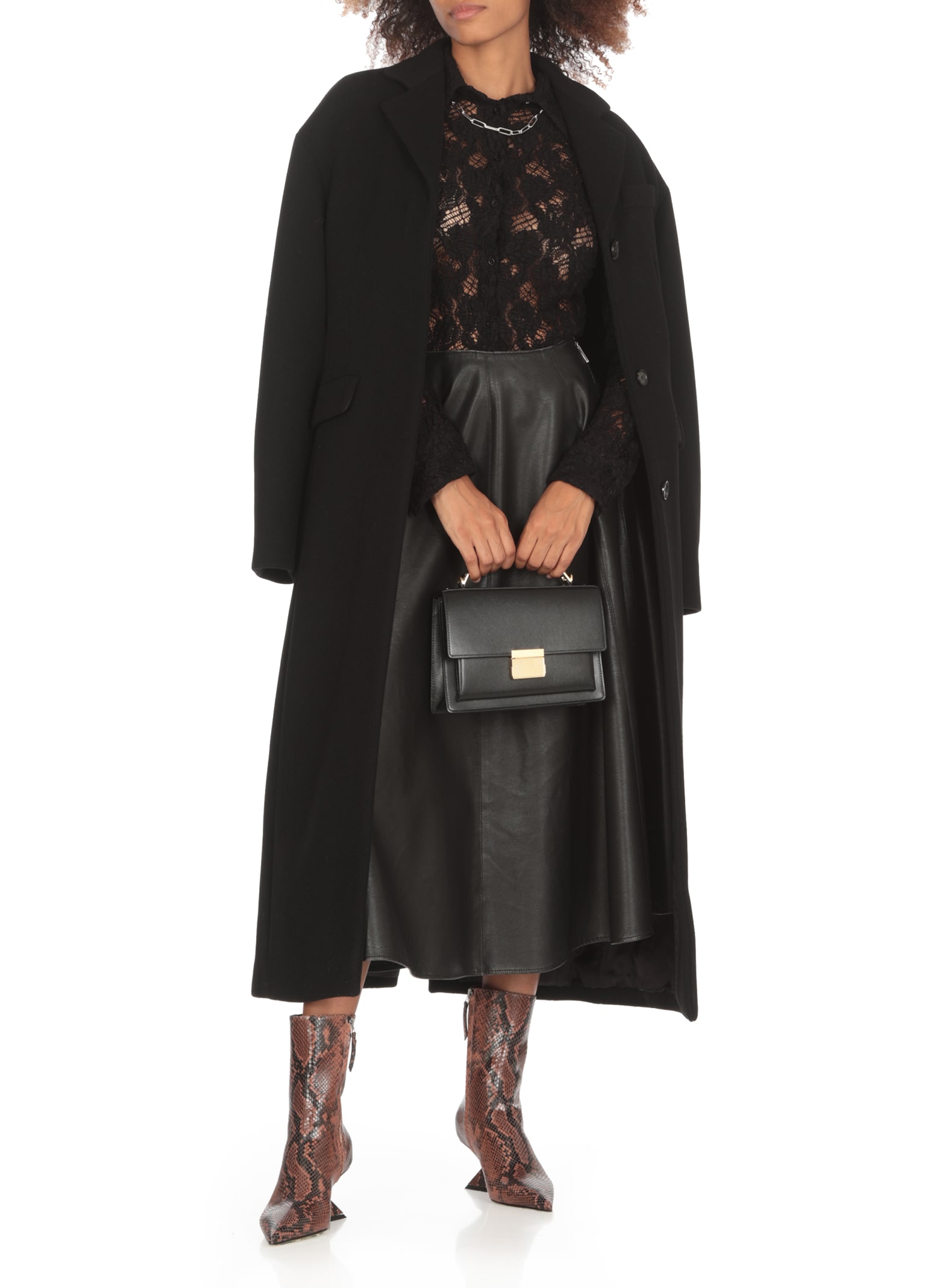 Shop Msgm Lace Shirt In Black