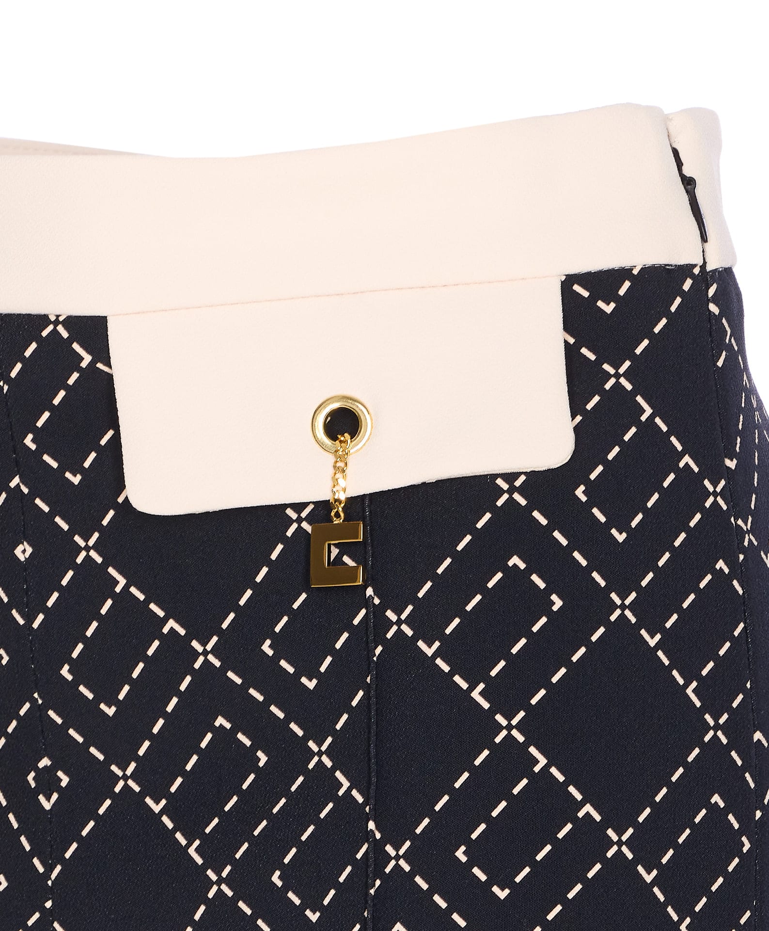 Elisabetta Franchi High Waist Geometric Pattern Shorts In Black