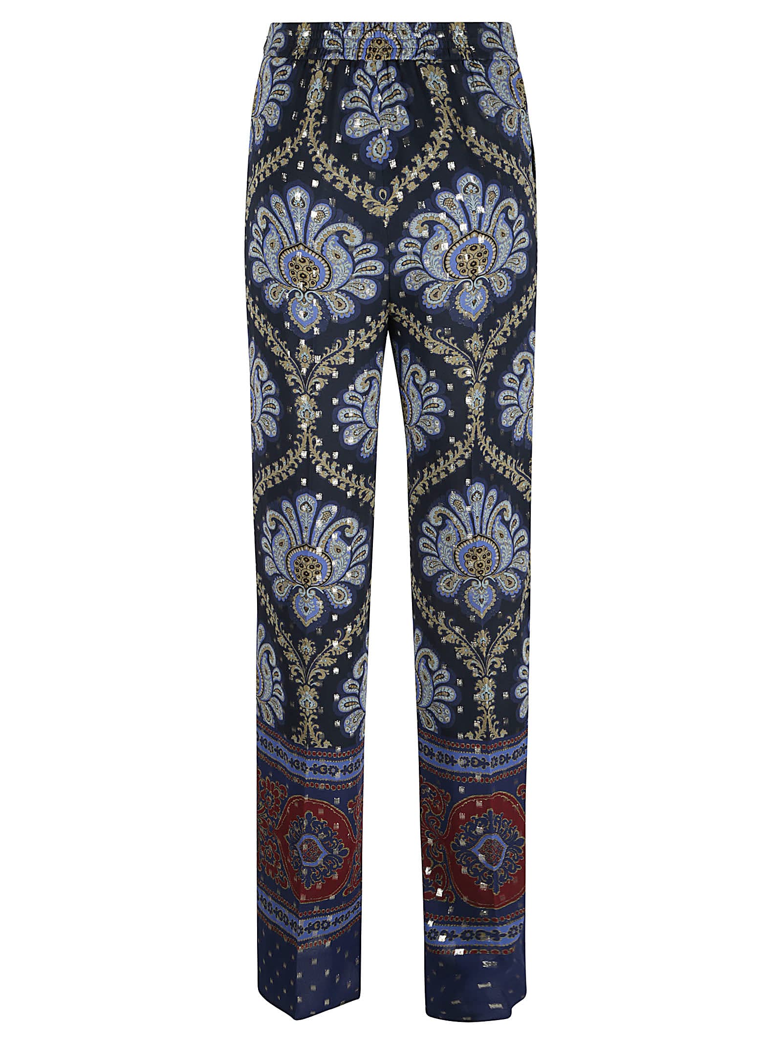 Shop Etro Embellished Printed Trousers In Blue/multicolor