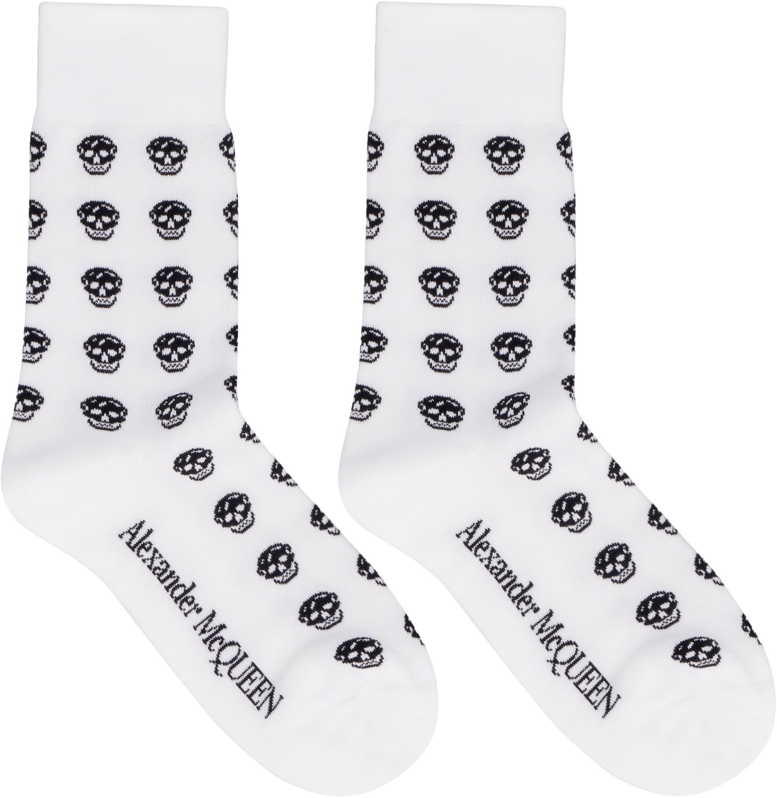 Shop Alexander Mcqueen Logo Cotton Blend Socks In White