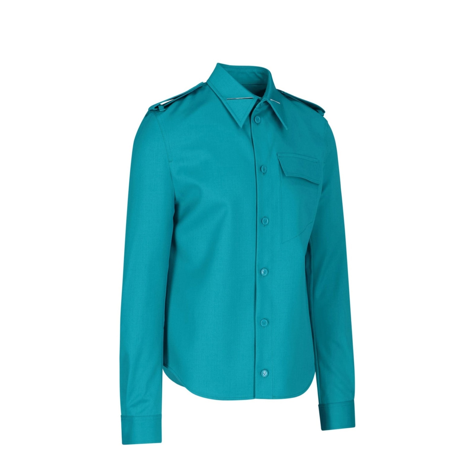 Bottega Veneta Grain De Poudre Wool Shirt Men In Green